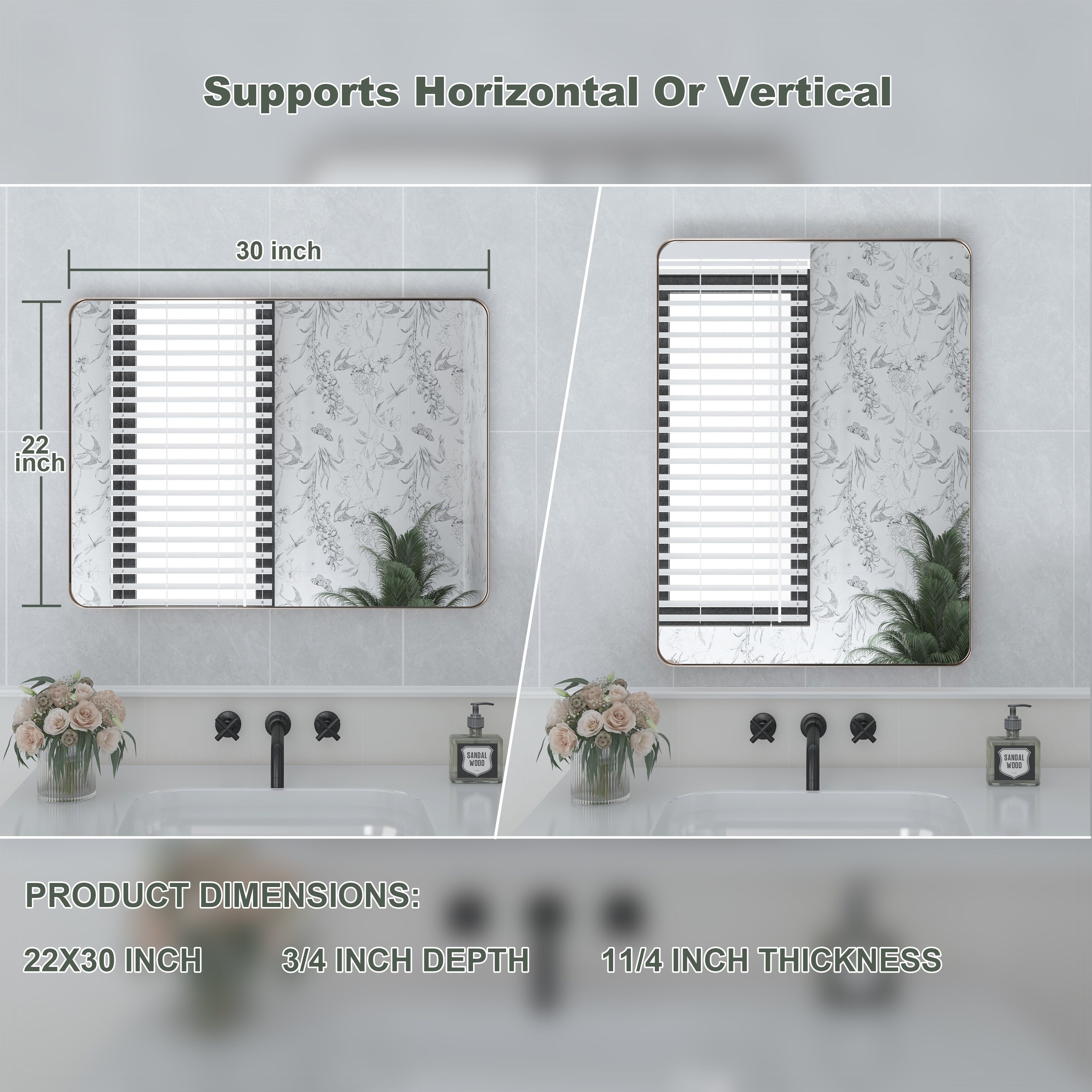 Miroir de salle de bain mural encadré