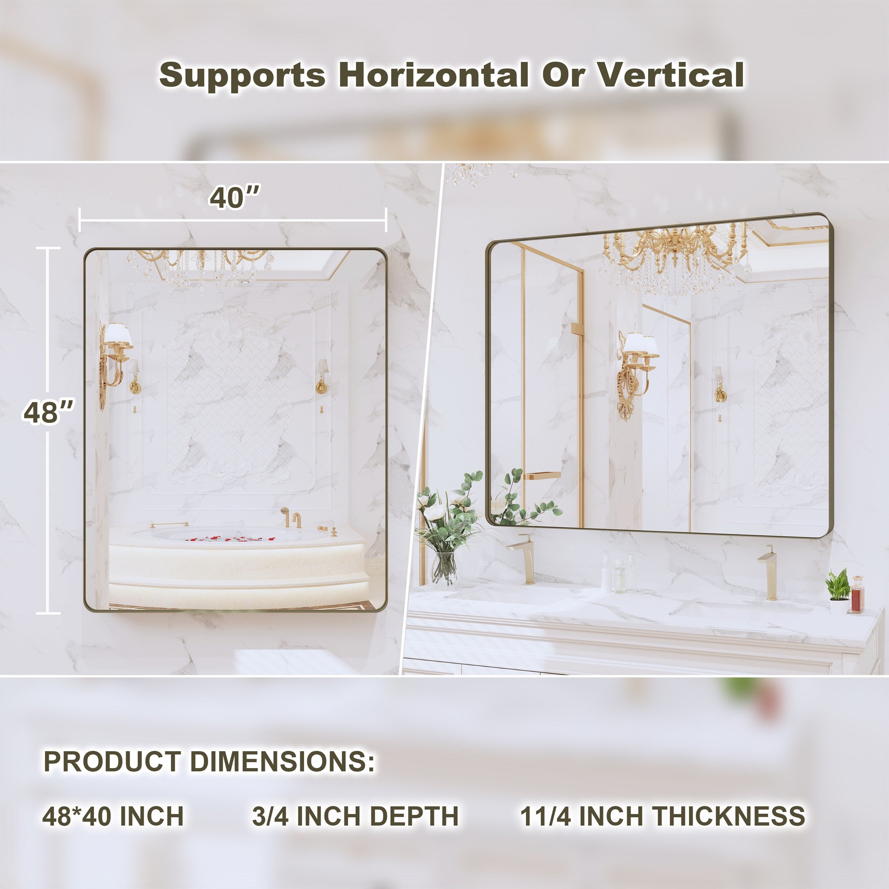 Miroir de salle de bain mural encadré