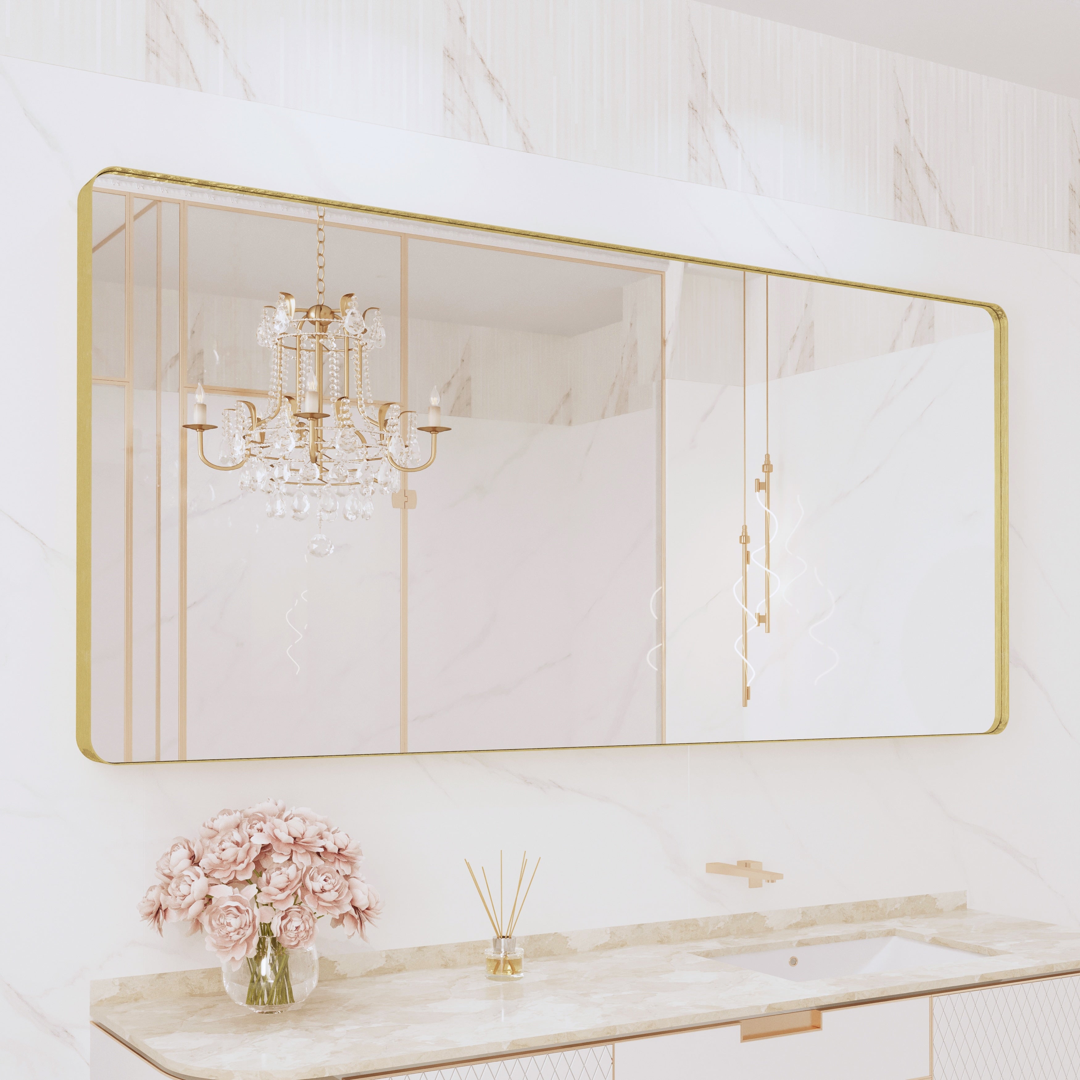 Miroir de salle de bain mural encadré