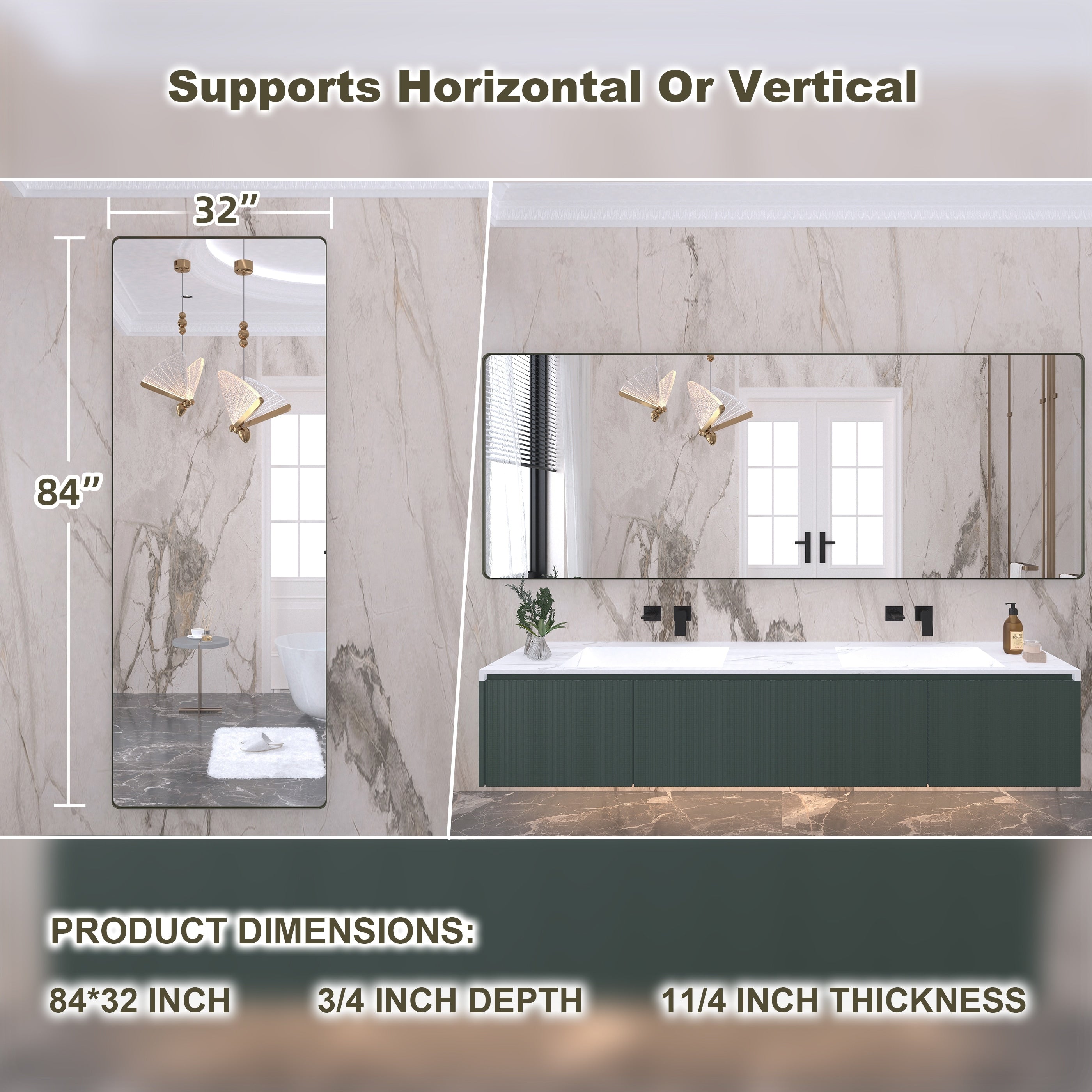 Miroir de salle de bain mural encadré