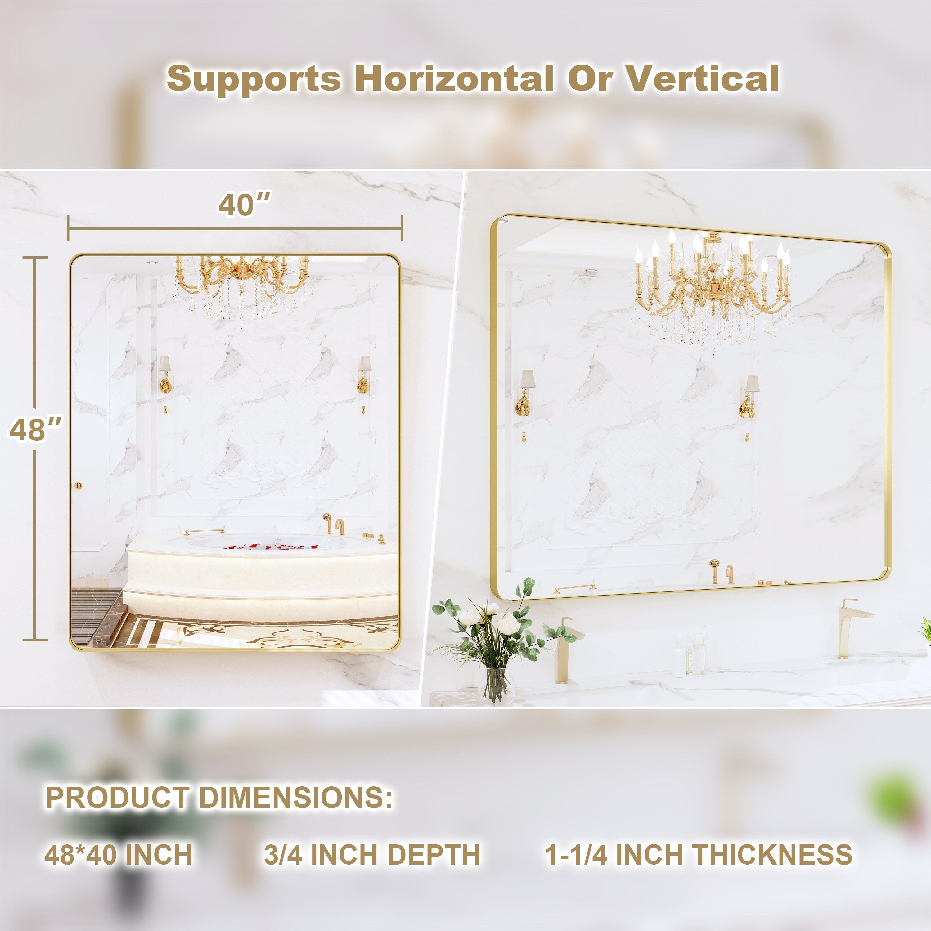 Miroir de salle de bain mural encadré