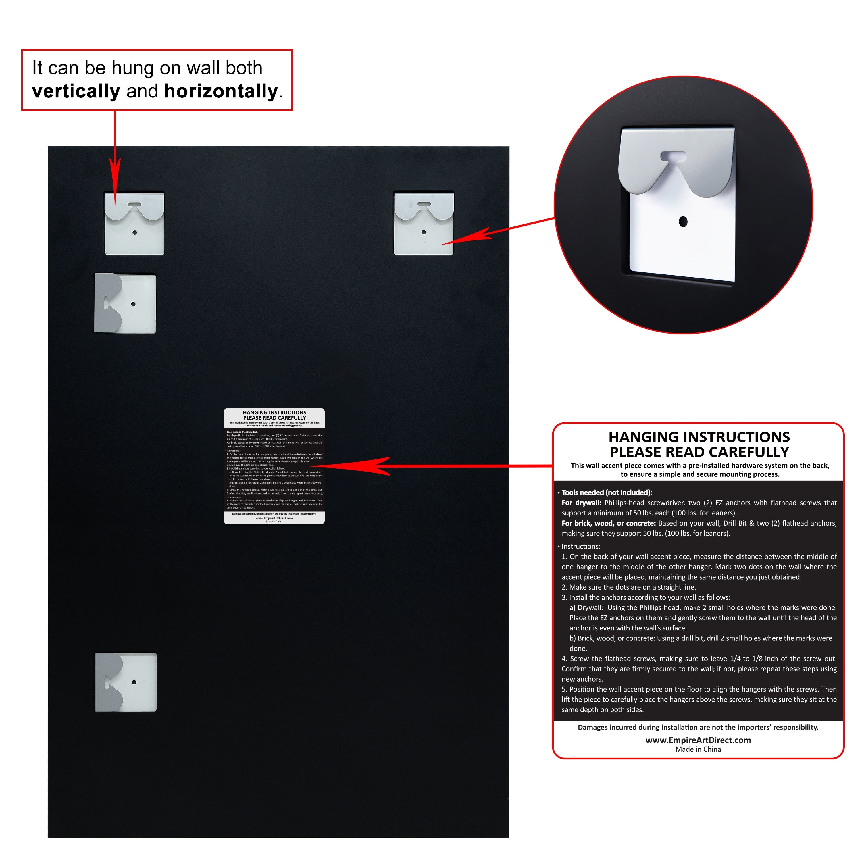 Miroir mural biseauté sans cadre à prisme - Carré/Rectangulaire - Transparent