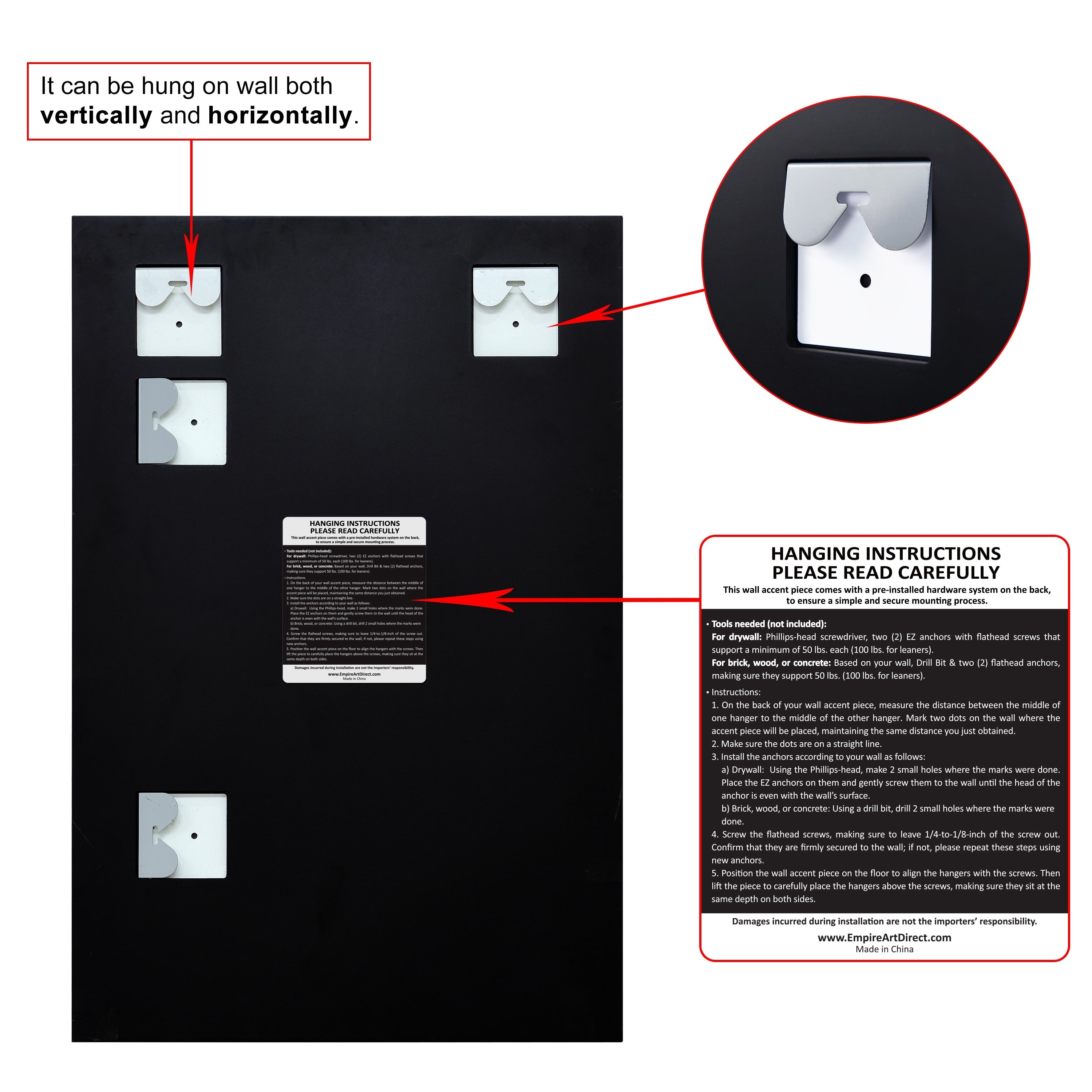 Miroir mural biseauté sans cadre à prisme - Carré/Rectangulaire - Transparent