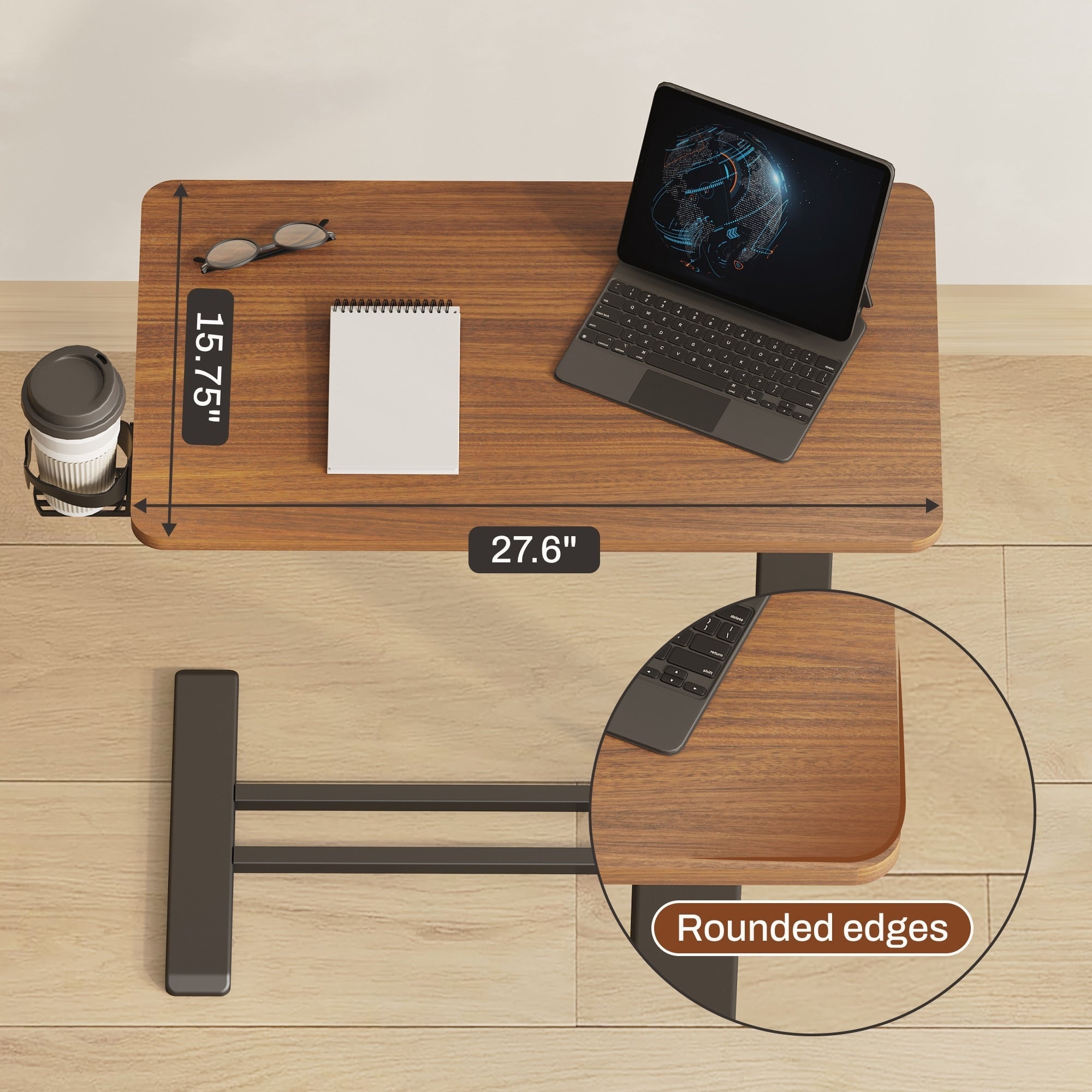 FunniHomi 28/32 Table de lit mobile à hauteur réglable avec roulettes, blanc/noir, pour ordinateur portable, pour lit et canapé