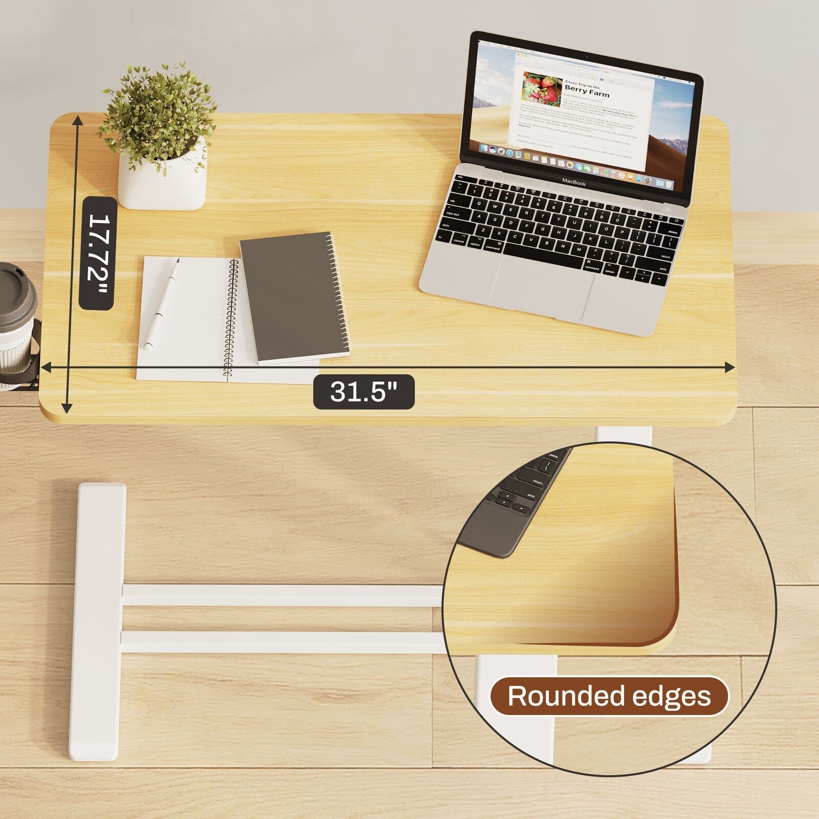 FunniHomi 28/32 Table de lit mobile à hauteur réglable avec roulettes, blanc/noir, pour ordinateur portable, pour lit et canapé