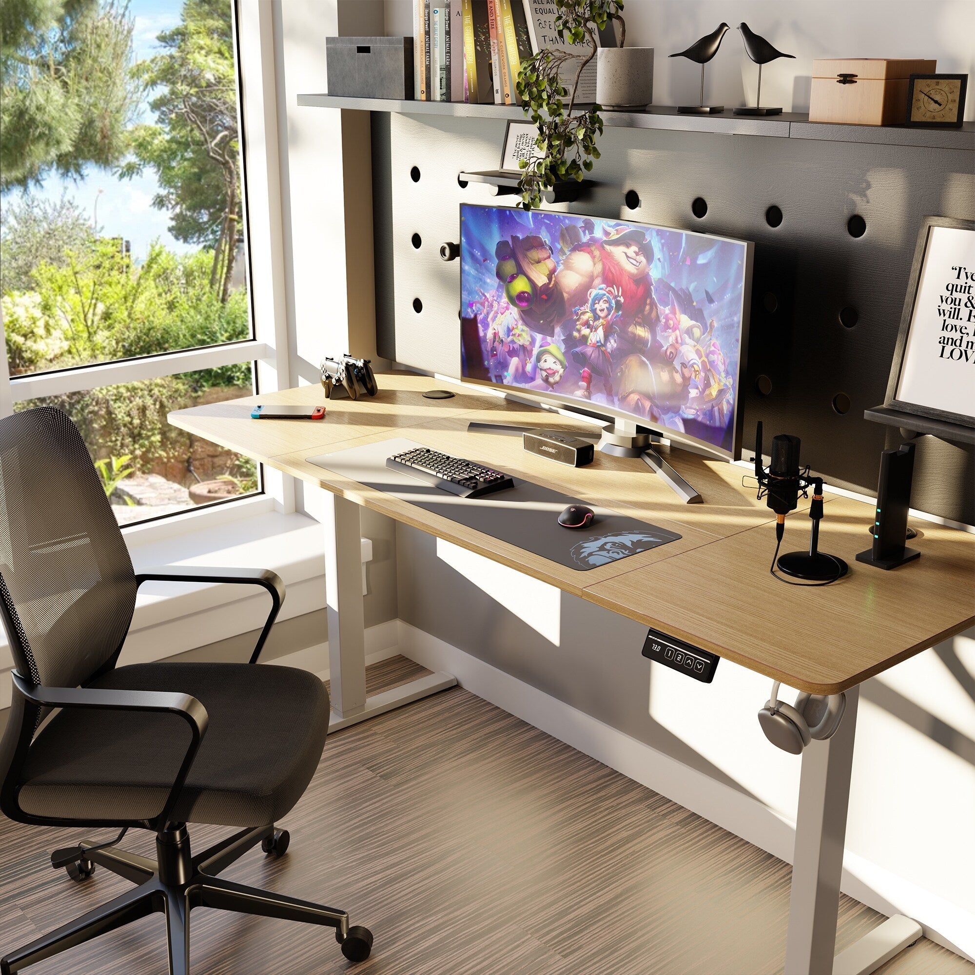 Bureau debout électrique réglable en hauteur Futzca, bureau assis-debout pour ordinateur avec panneau d'épissure