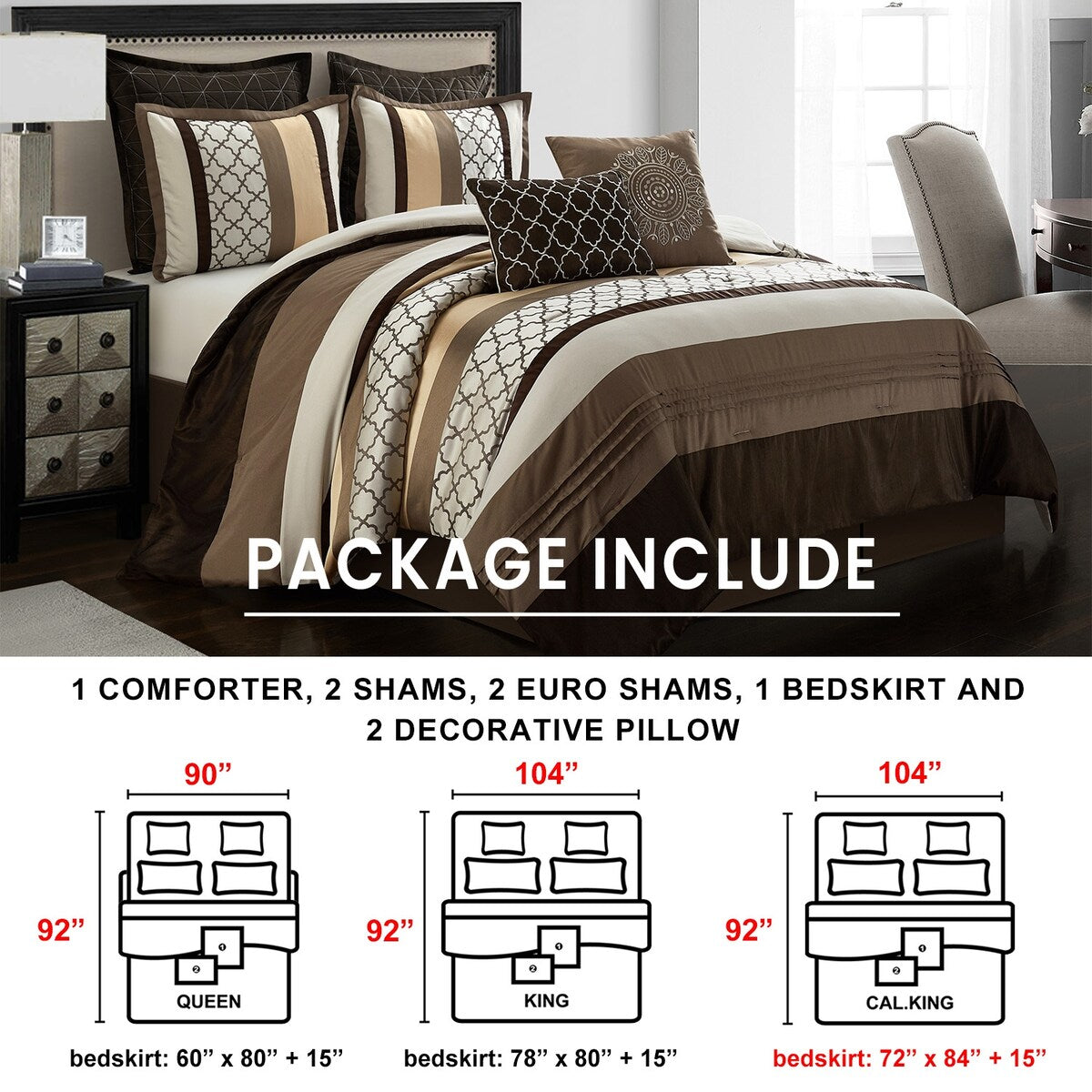 Ensemble de couette Nanshing Avalon Trellis 8 pièces à imprimé marocain