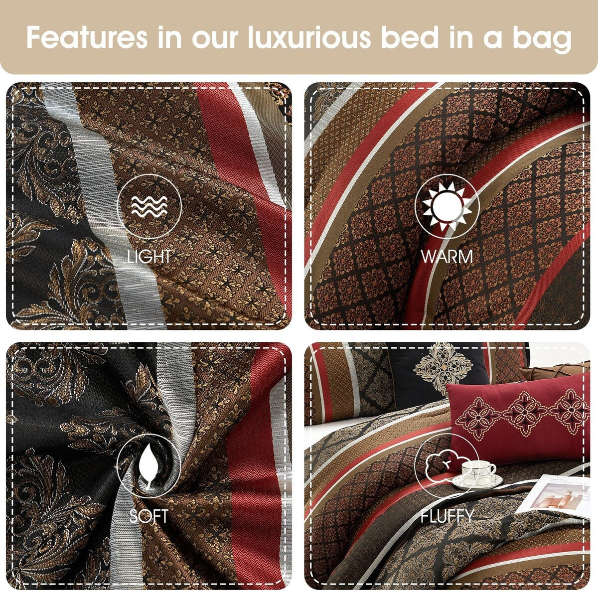 Ensemble de couette géométrique en jacquard Nanshing Jensen 7 pièces