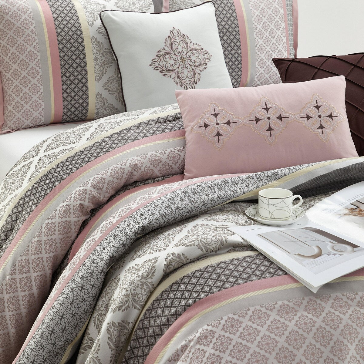 Ensemble de couette géométrique en jacquard Nanshing Jensen 7 pièces