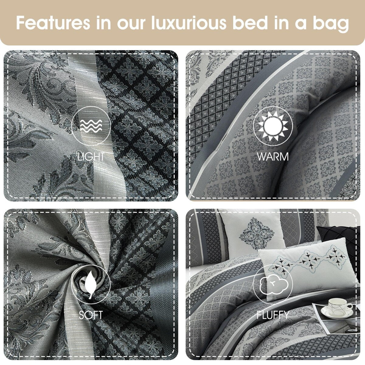 Ensemble de couette géométrique en jacquard Nanshing Jensen 7 pièces