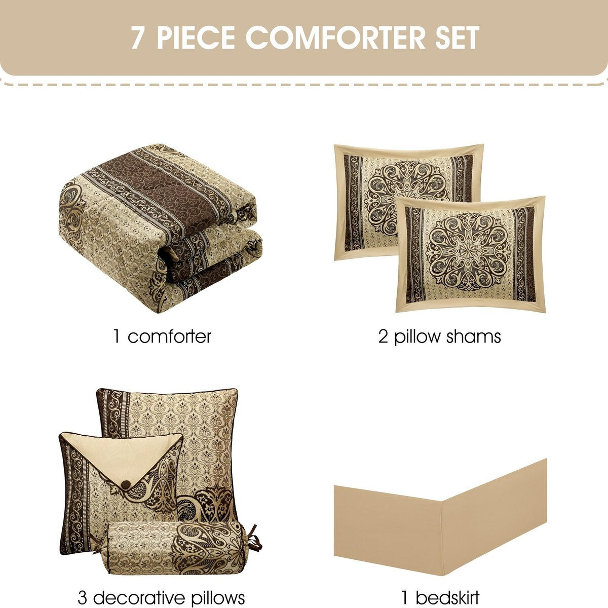 Ensemble de couette élégant médaillon Nanshing Prince 7 pièces