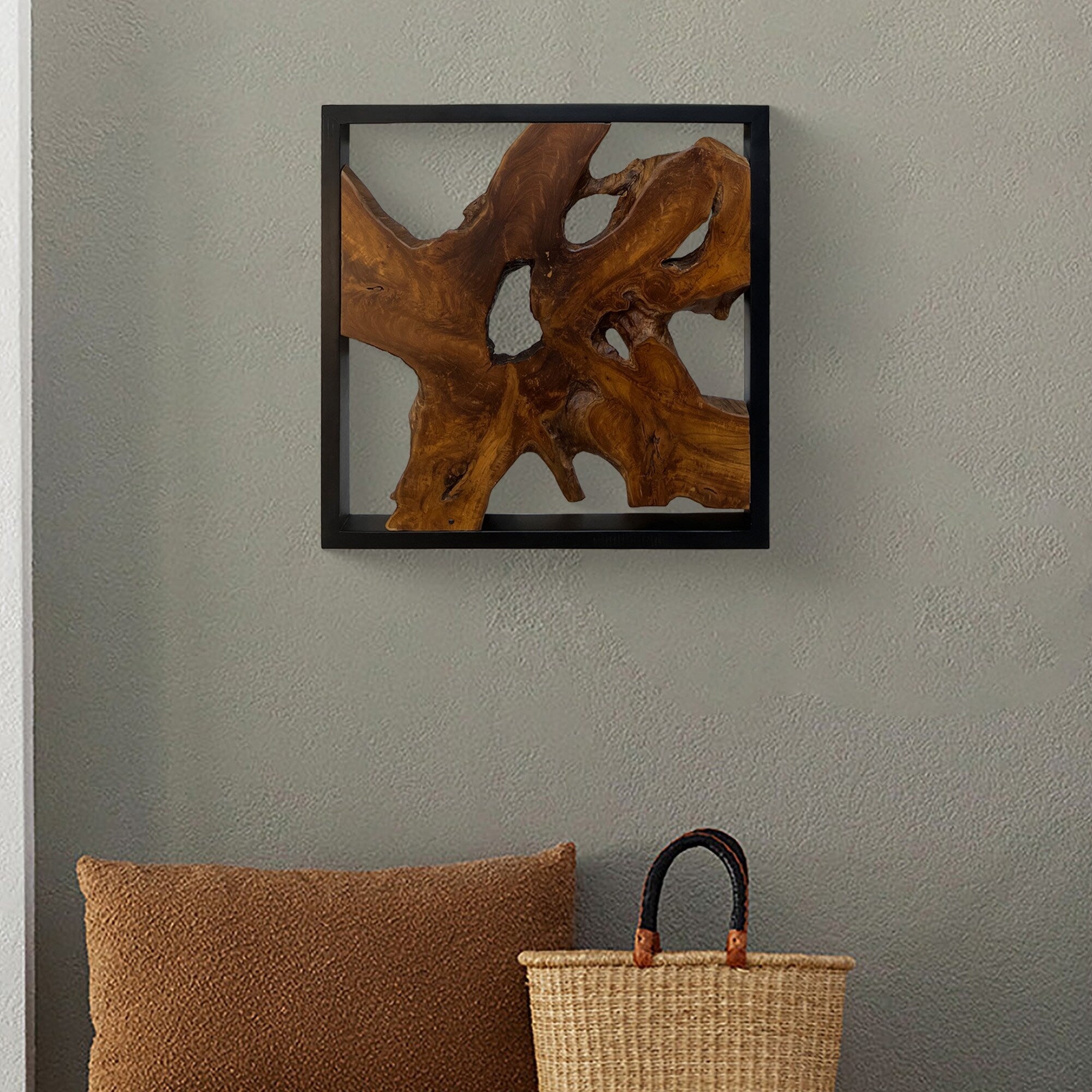 Décoration murale en teck Greenage Sculpture murale abstraite Live Edge