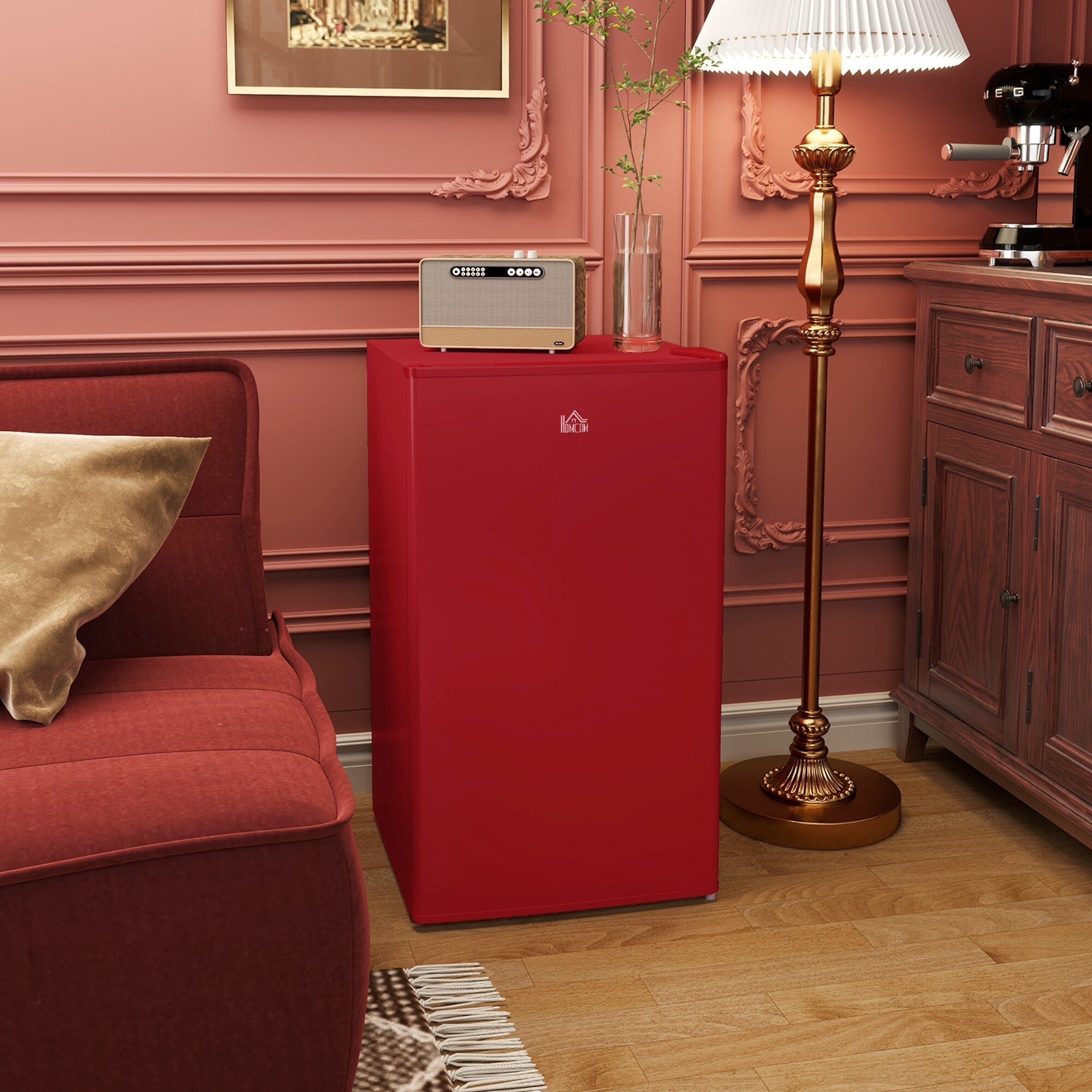 Mini-réfrigérateur compact HOMCOM de 3,2 pi³ avec congélateur, porte simple et thermostat réglable pour chambre à coucher