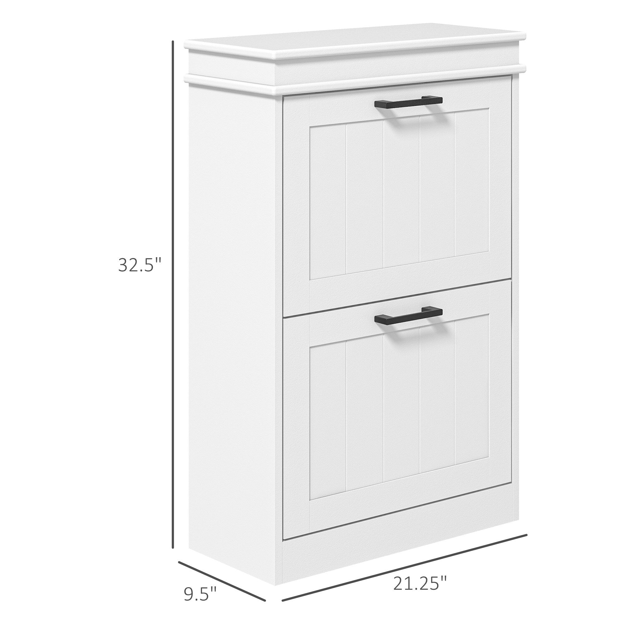 Meuble à chaussures HOMCOM pour entrée, meuble de rangement étroit avec 2 tiroirs rabattables et étagères réglables