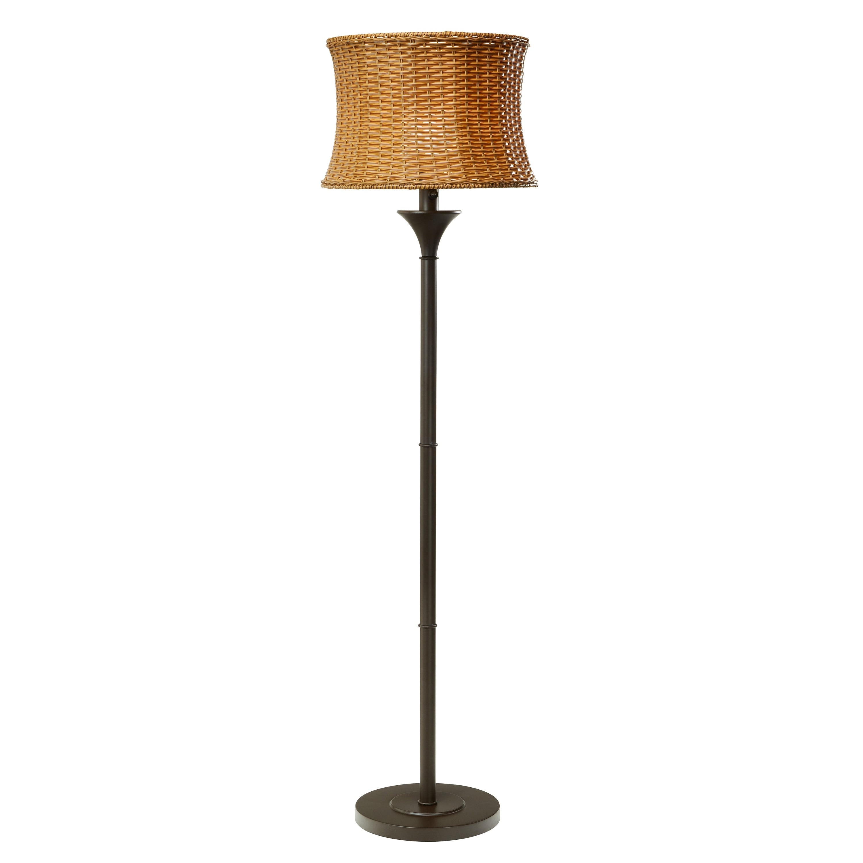 Lampadaire Havenside Home Pocologan 59,5 pouces en osier tressé pour l'extérieur et l'intérieur - 16,25 L x 16,25 l x 59,5 H