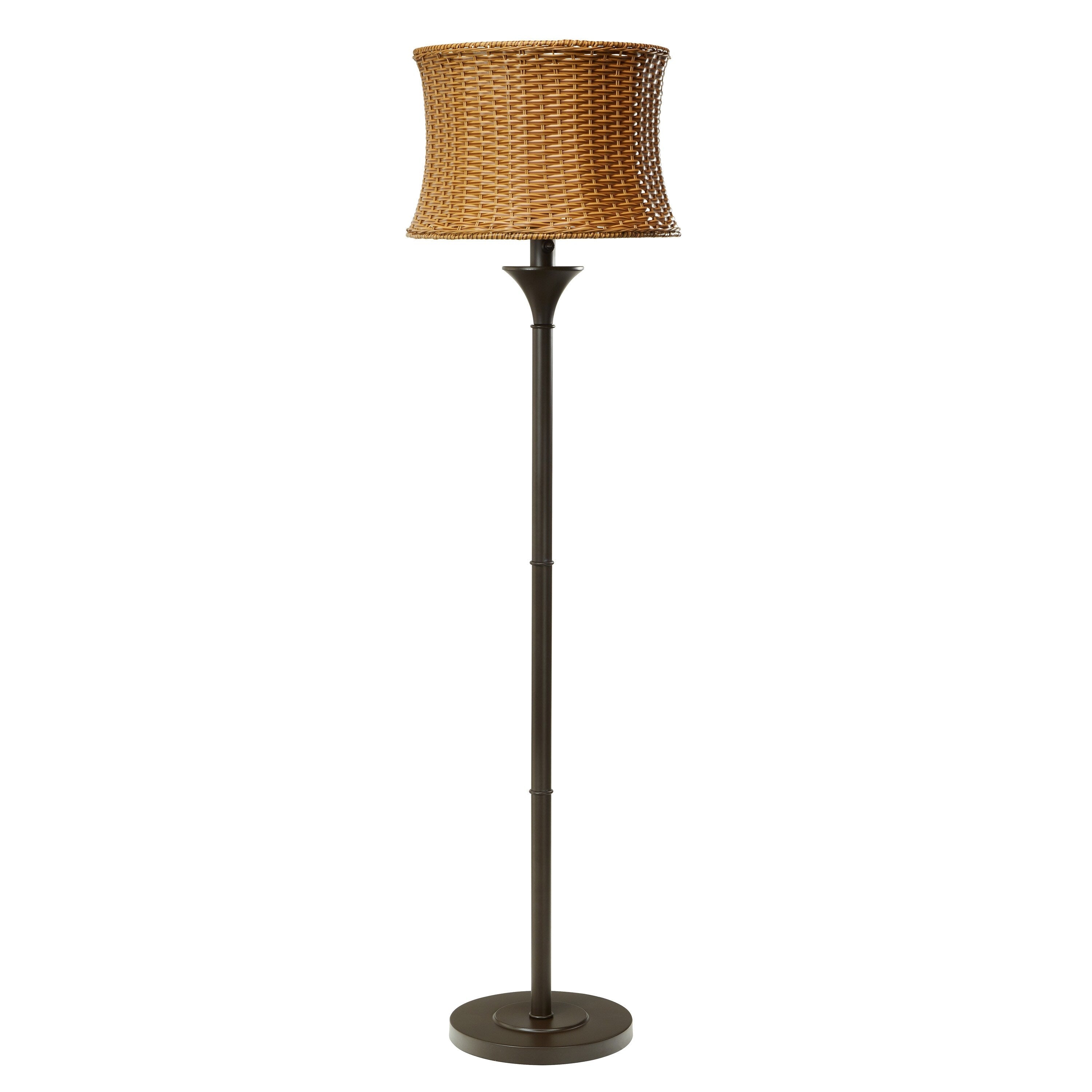 Lampadaire Havenside Home Pocologan 59,5 pouces en osier tressé pour l'extérieur et l'intérieur - 16,25 L x 16,25 l x 59,5 H