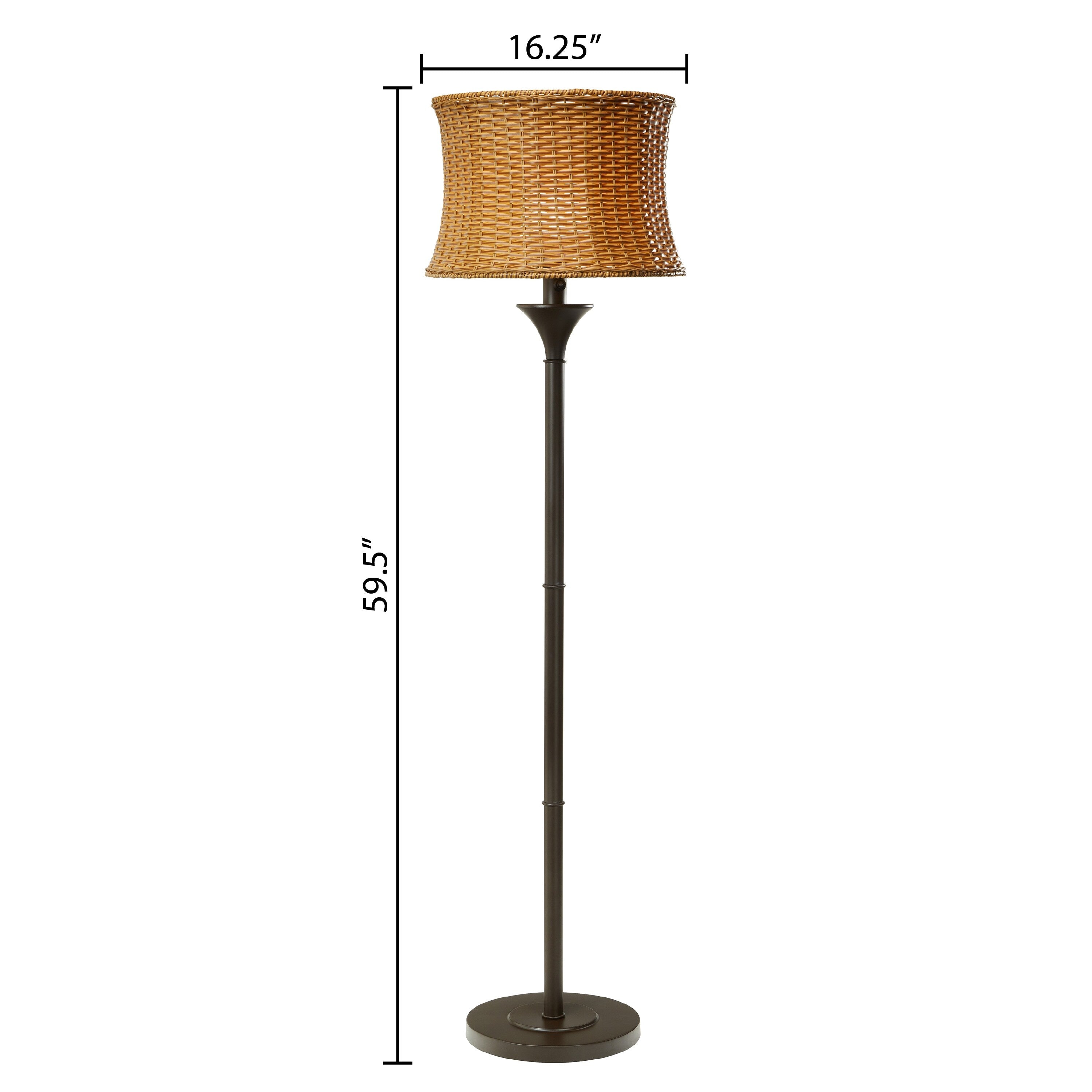 Lampadaire Havenside Home Pocologan 59,5 pouces en osier tressé pour l'extérieur et l'intérieur - 16,25 L x 16,25 l x 59,5 H