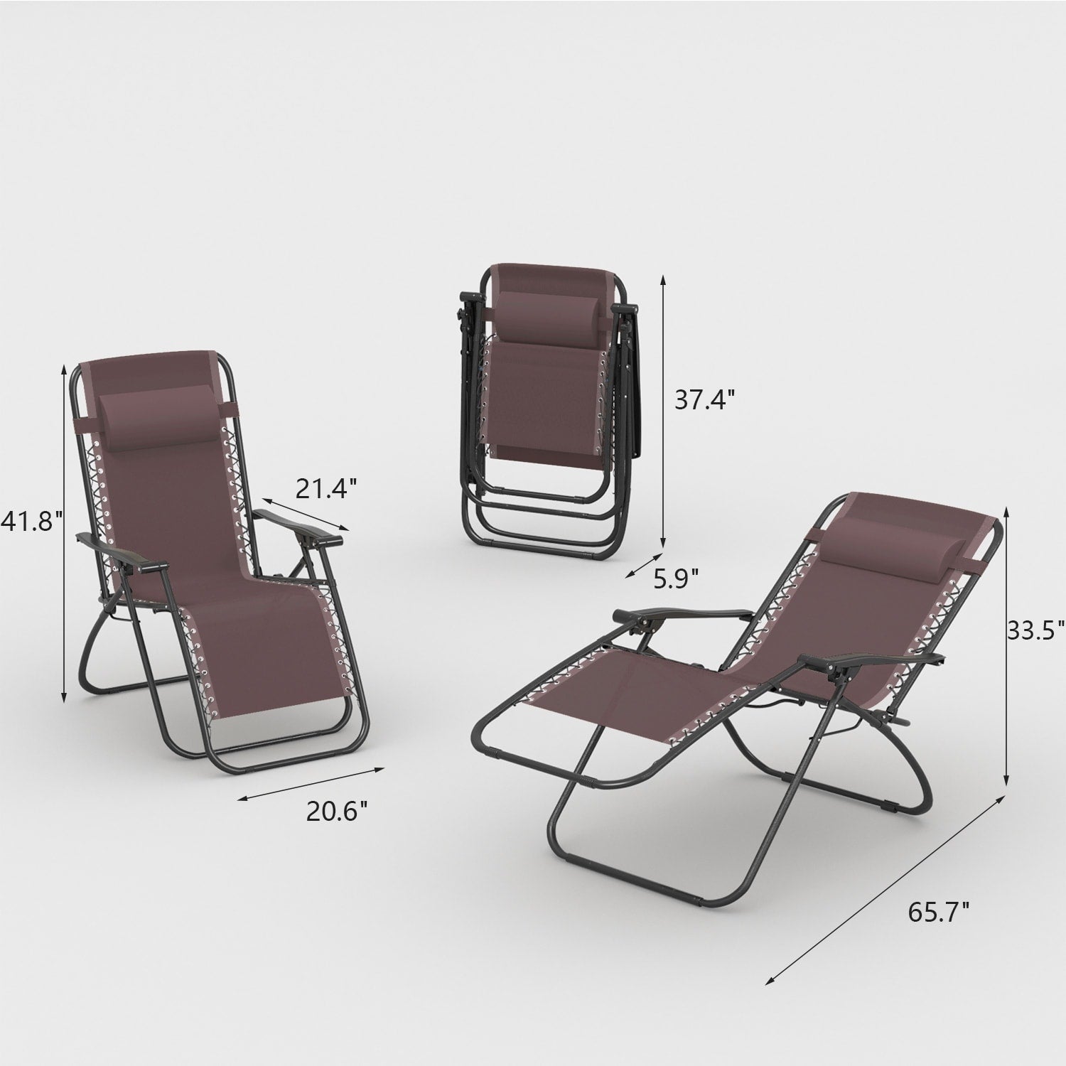 Chaise longue de jardin Homall Patio Zero Gravity avec coussin, lot de 2