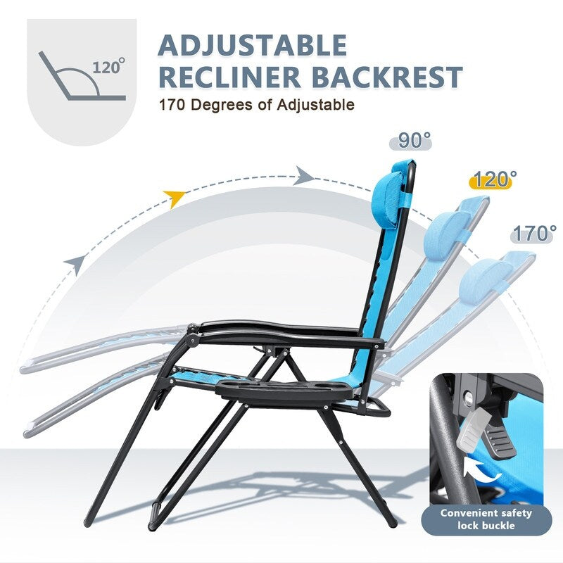 Chaise longue de jardin Homall Patio Zero Gravity avec coussin, lot de 2