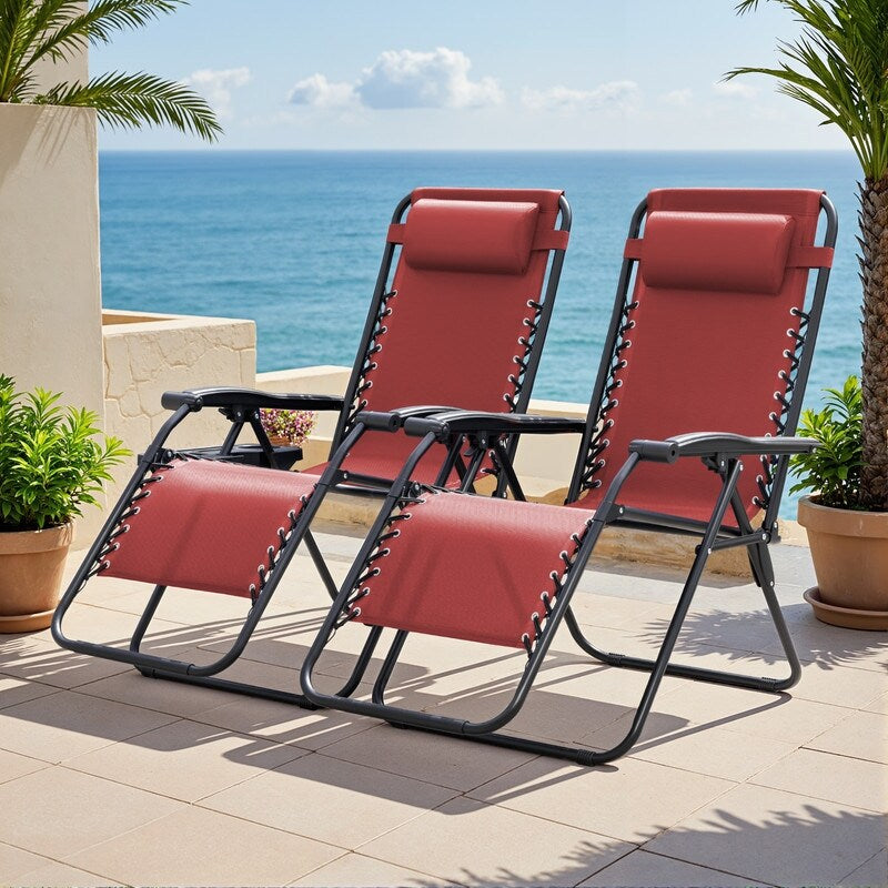 Chaise longue de jardin Homall Patio Zero Gravity avec coussin, lot de 2