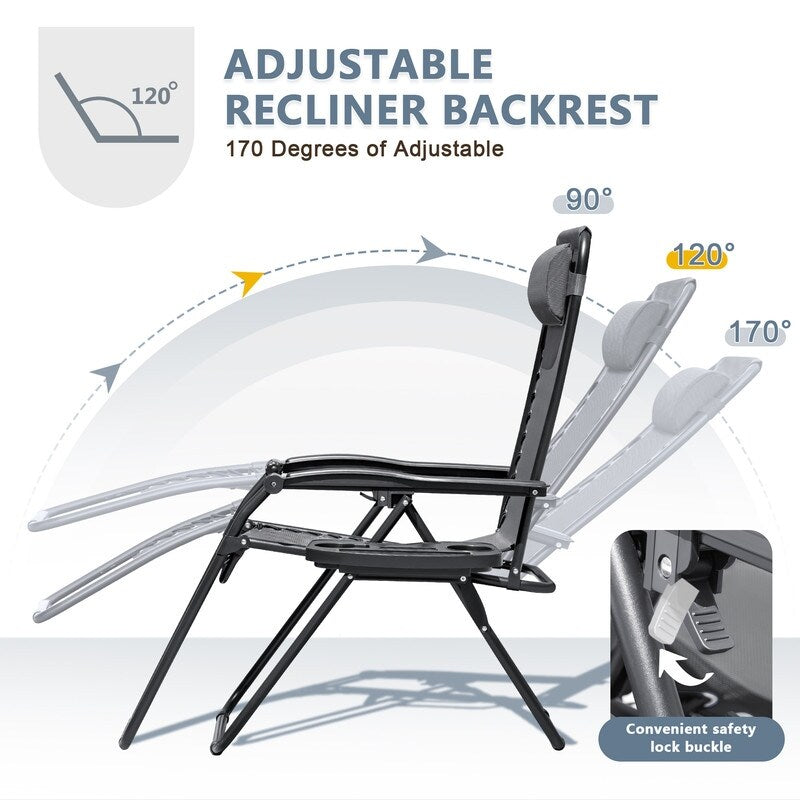 Chaise longue de jardin Homall Patio Zero Gravity avec coussin, lot de 2