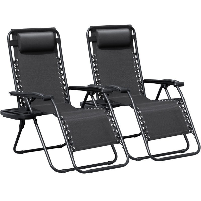 Chaise longue de jardin Homall Patio Zero Gravity avec coussin, lot de 2