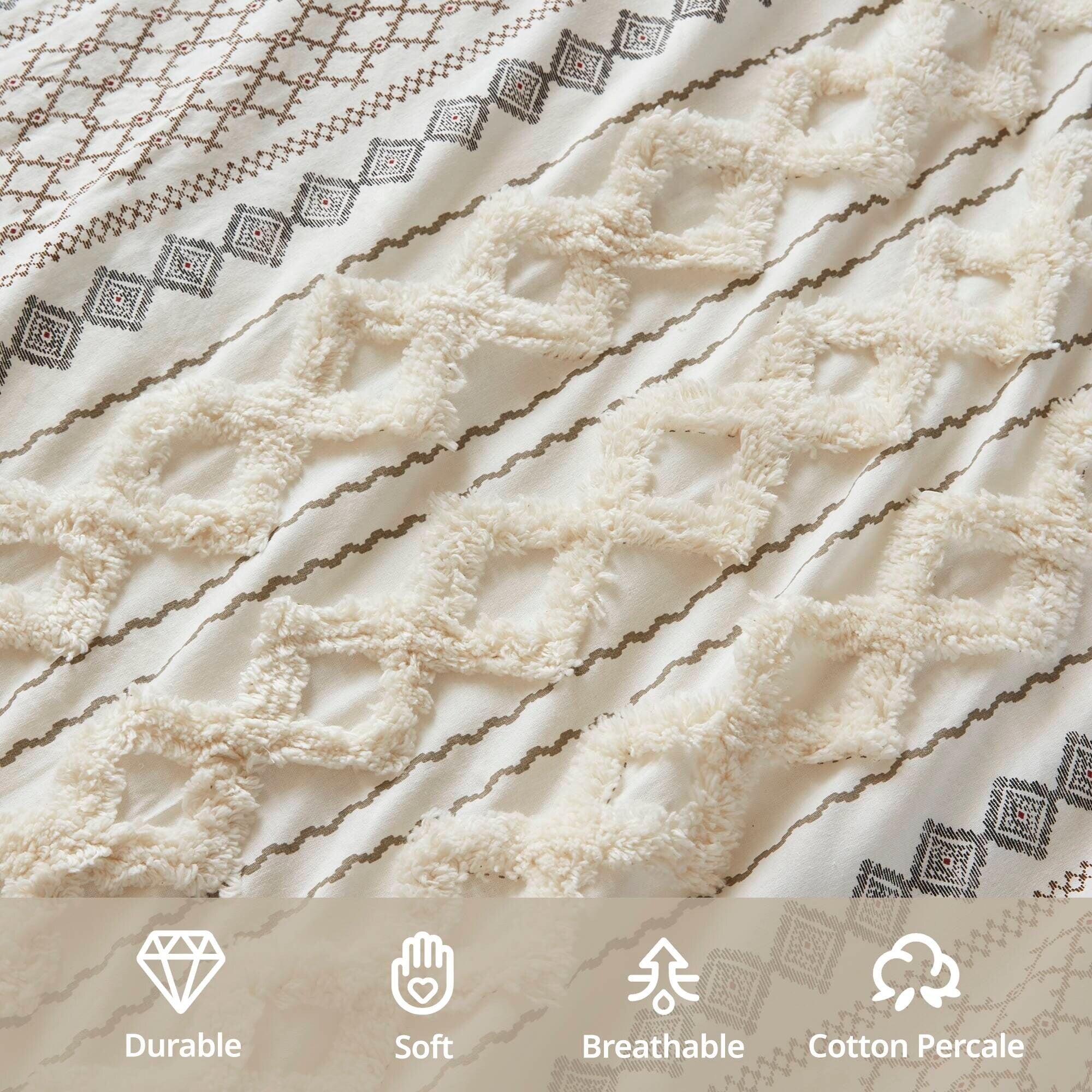 Parure de lit Imani en coton imprimé avec chenille INK+IVY