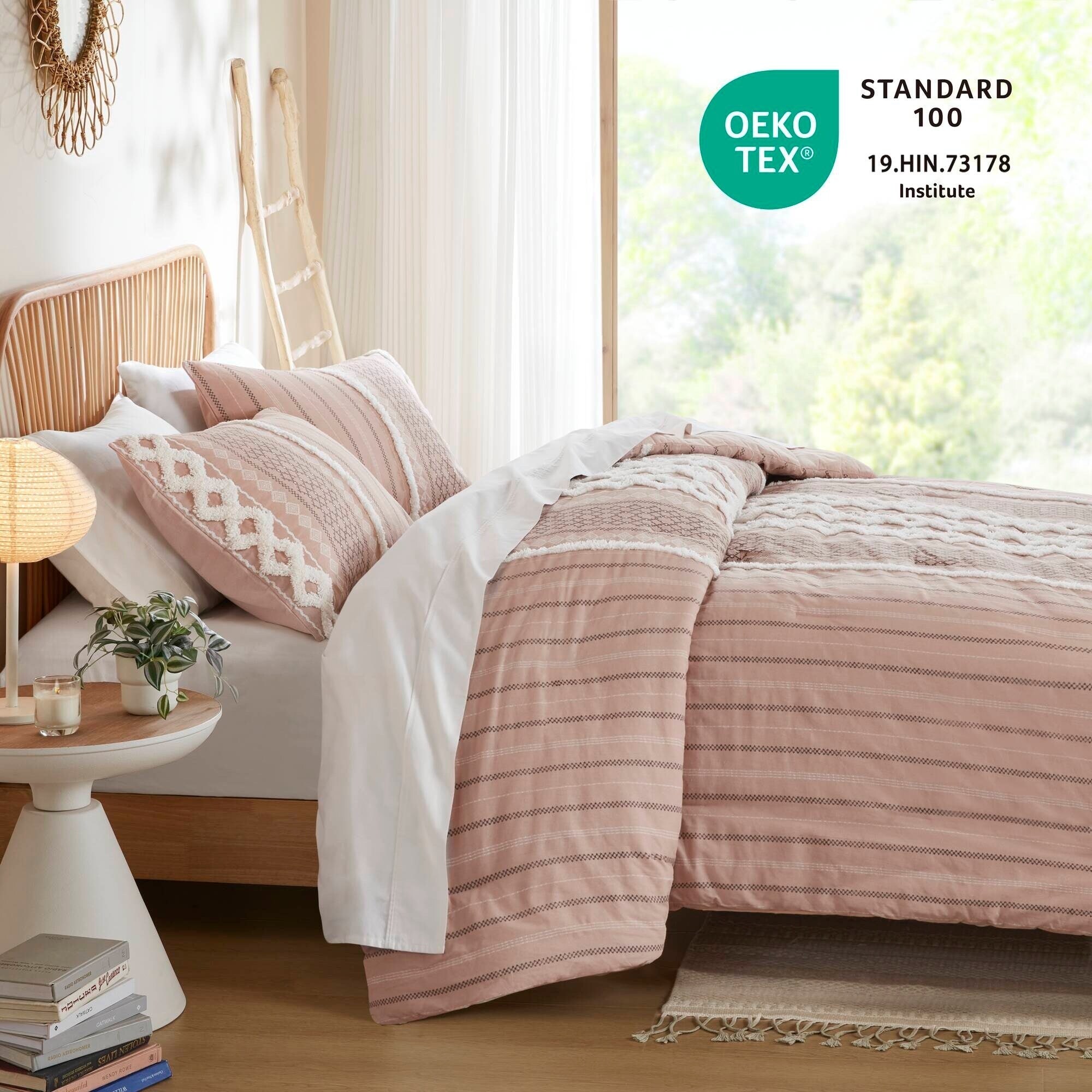 Parure de lit Imani en coton imprimé avec chenille INK+IVY