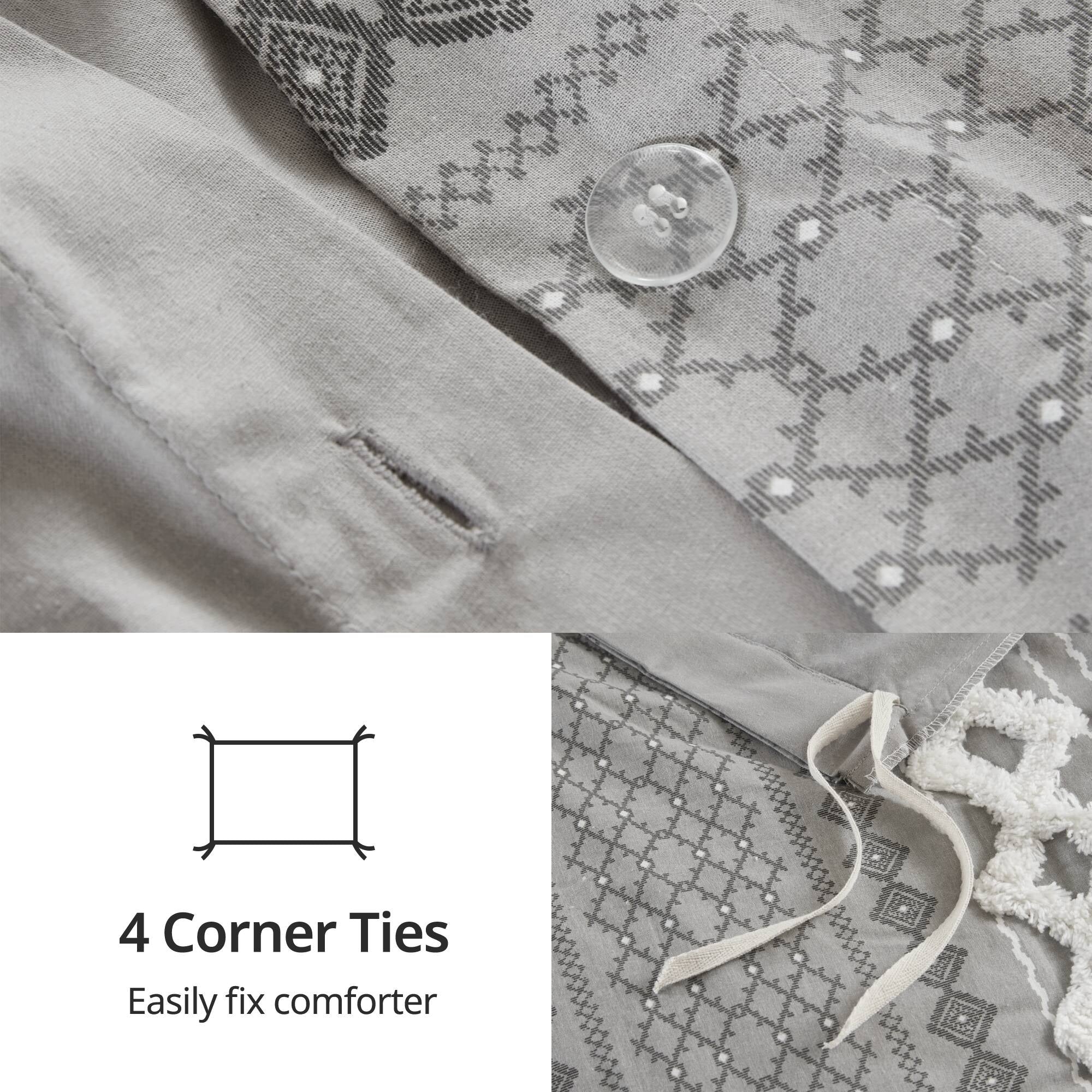 Parure de lit Imani en coton imprimé avec chenille INK+IVY