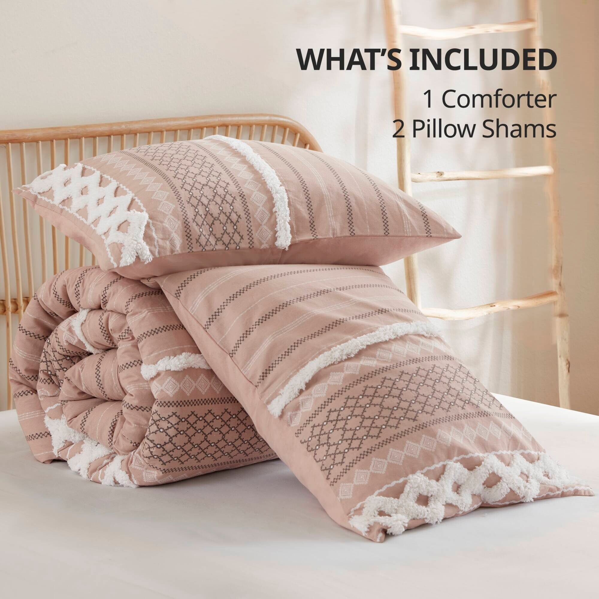 Parure de lit Imani en coton imprimé avec chenille INK+IVY