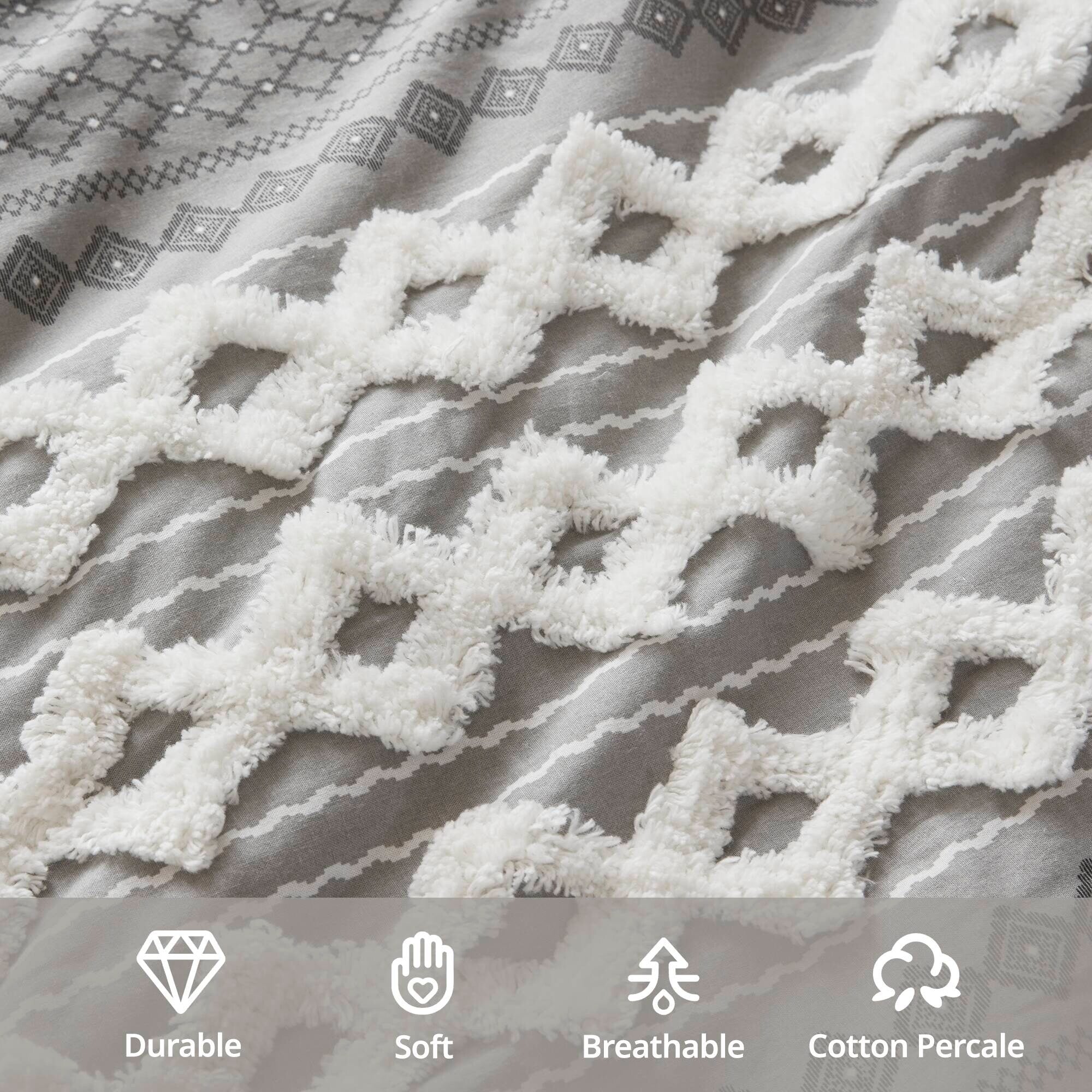 Parure de lit Imani en coton imprimé avec chenille INK+IVY