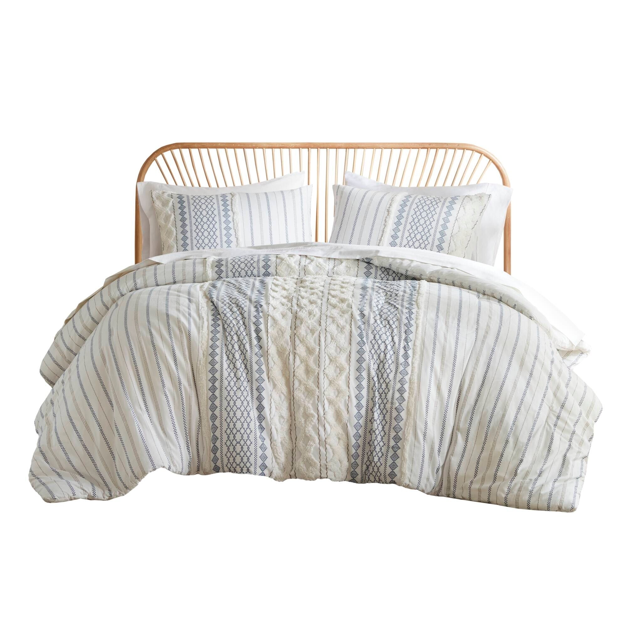 Parure de lit Imani en coton imprimé avec chenille INK+IVY