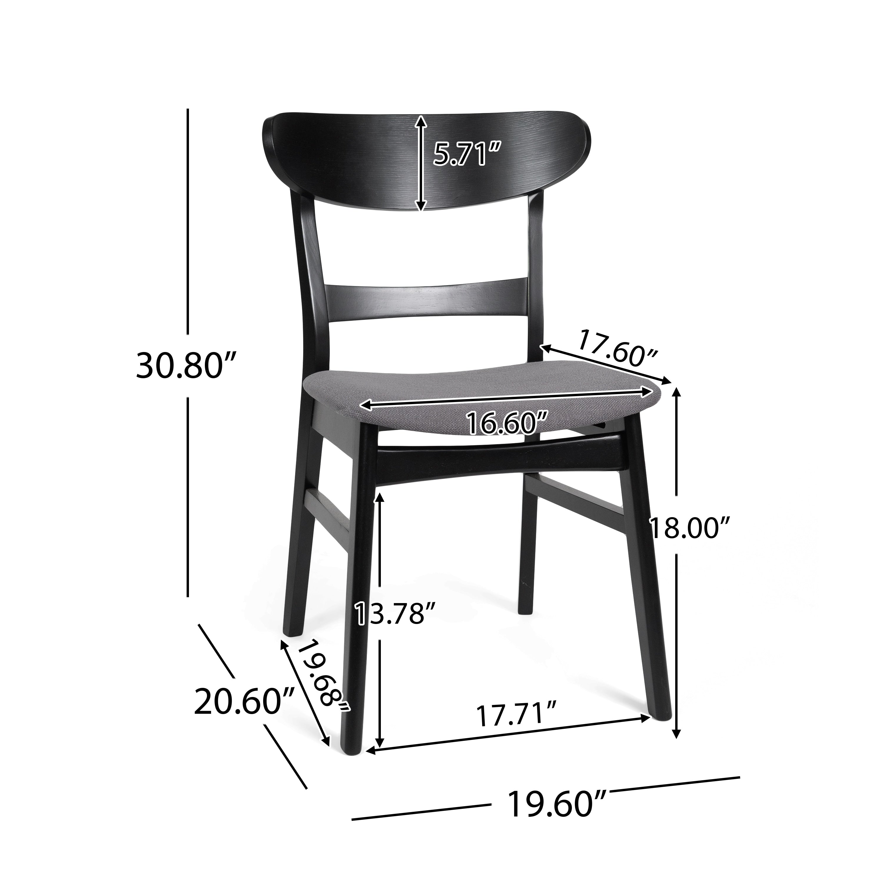 Chaise de salle à manger Abrielle en bois d'hévéa rembourrée de style milieu de siècle (lot de 2) par Christopher Knight Home