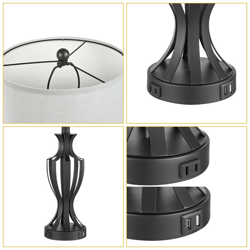 Ensemble de 2 lampes de table tactiles KAWOTI 23 avec ampoules et port USB (lot de 2) - L12 x H23,25