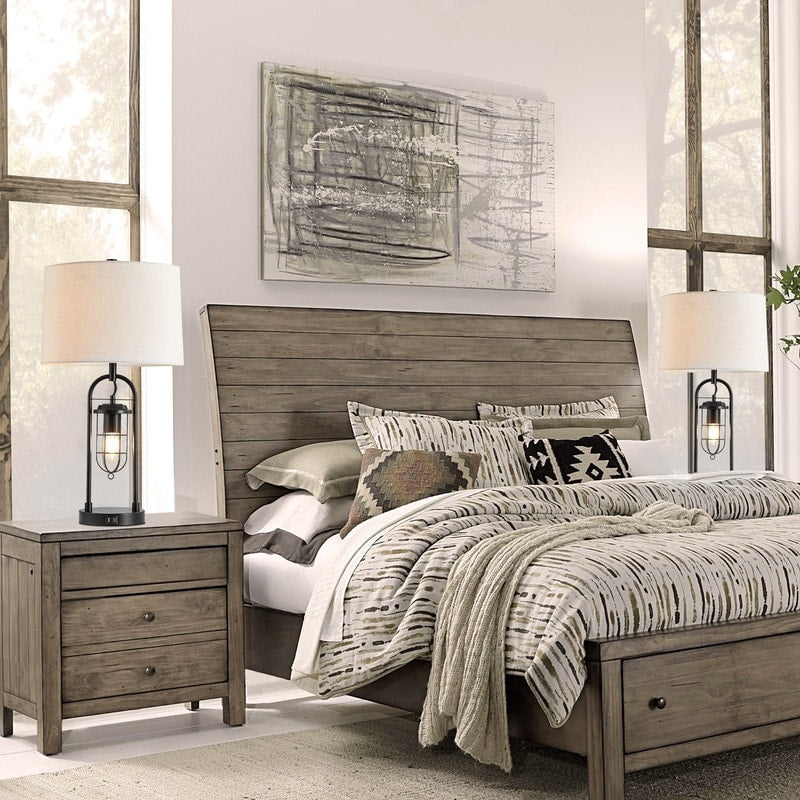 Lampe de table KAWOTI 26 pouces en bronze foncé avec ports USB et veilleuse