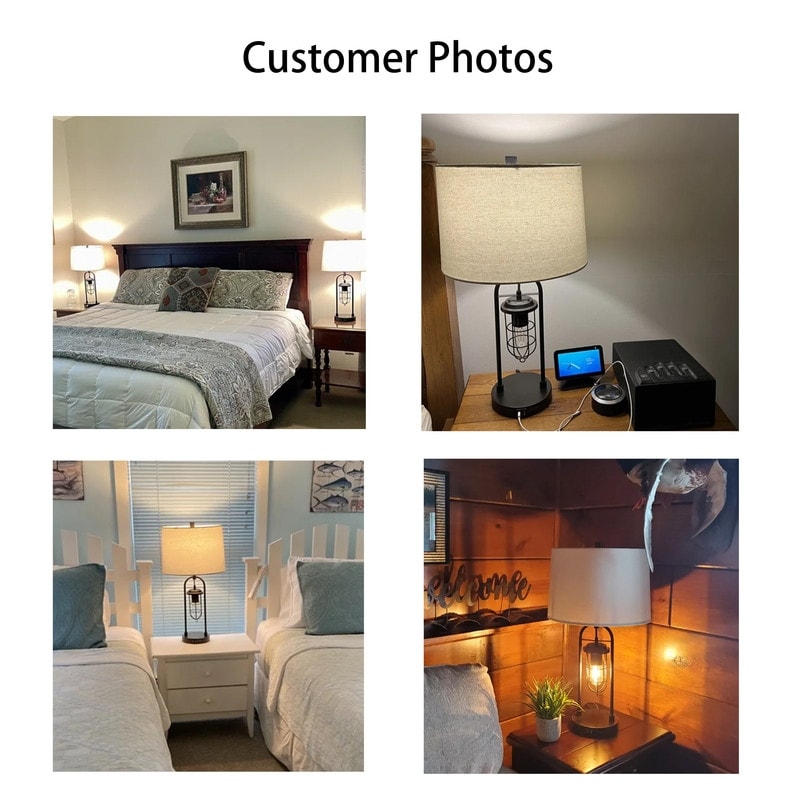 Lampe de table KAWOTI 26 pouces en bronze foncé avec ports USB et veilleuse