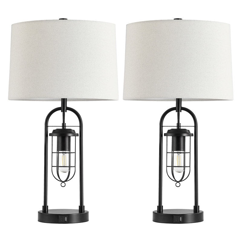 Lampe de table KAWOTI 26 pouces en bronze foncé avec ports USB et veilleuse