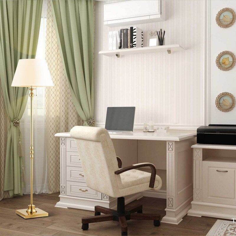 Lampadaire KAWOTI 60,5'' à 2 lumières avec abat-jour en tissu Empire