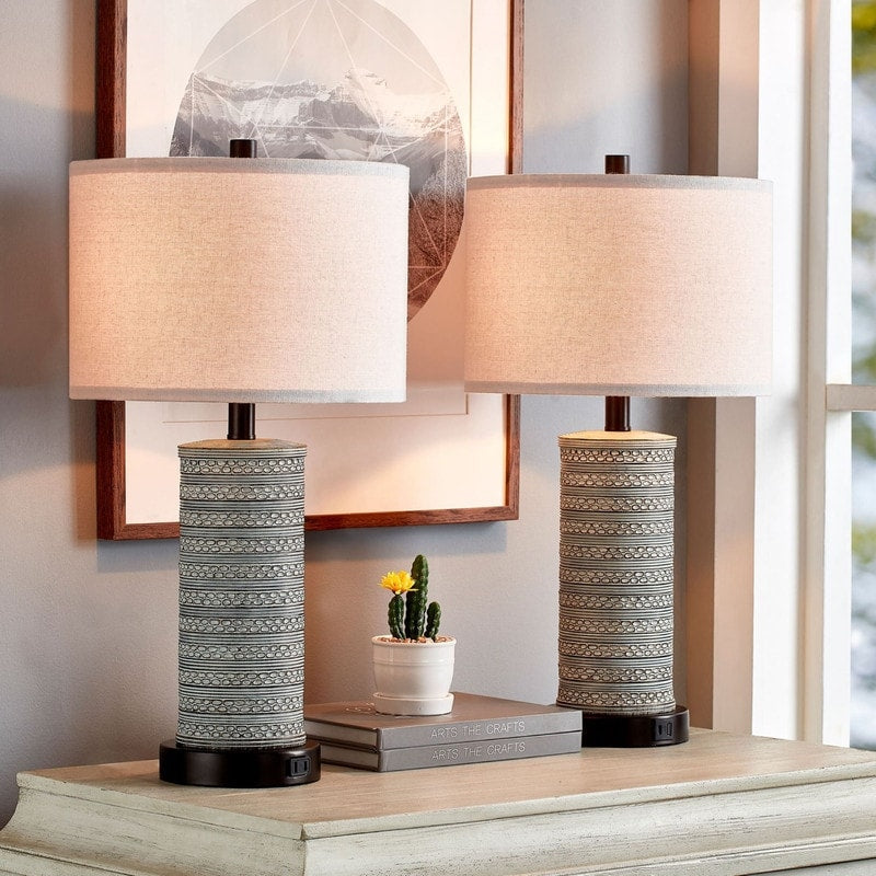 Ensemble de lampes de table à commande tactile KAWOTI avec ports USB (lot de 2)