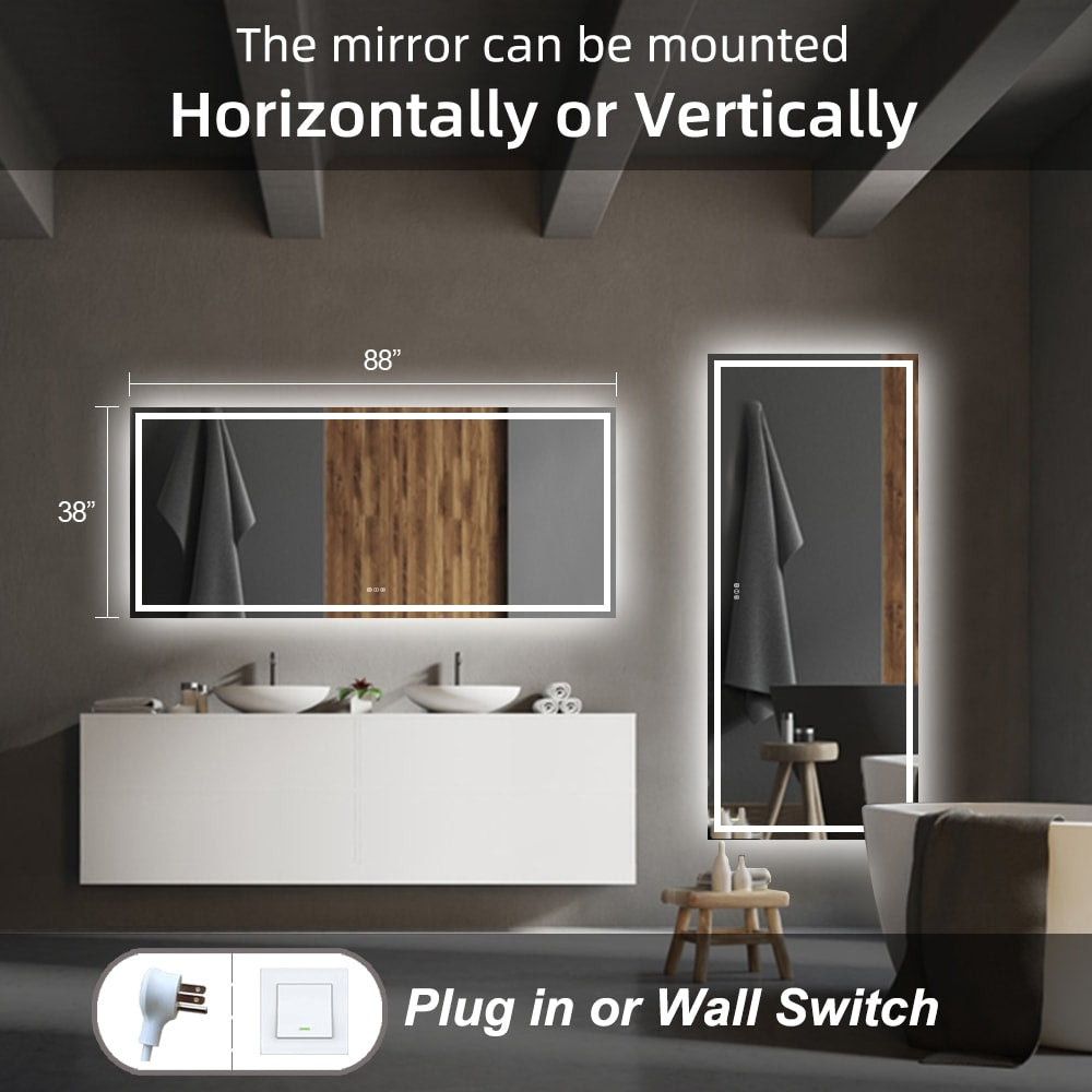 Miroir de salle de bain LED antibuée super lumineux KIOTEE avec rétroéclairage et éclairage frontal Garantie 3 ans