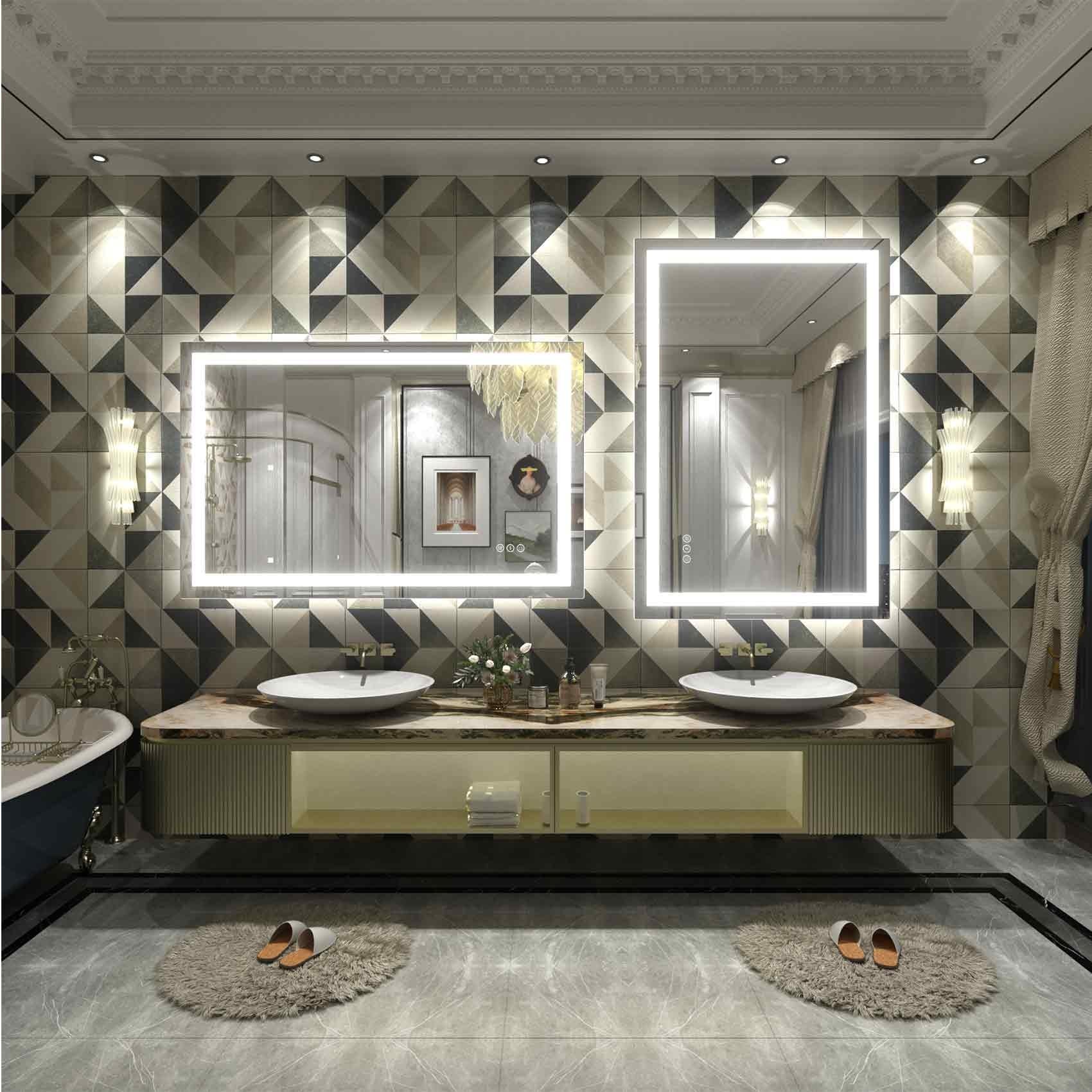 Miroir de salle de bain LED antibuée super lumineux KIOTEE avec rétroéclairage et éclairage frontal Garantie 3 ans