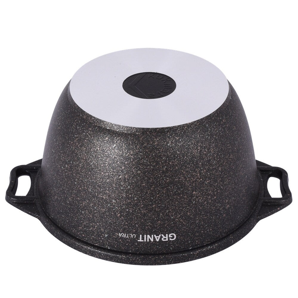 Marmite antiadhésive en aluminium et marbre KUKMARA Granit Ultra avec couvercle en verre