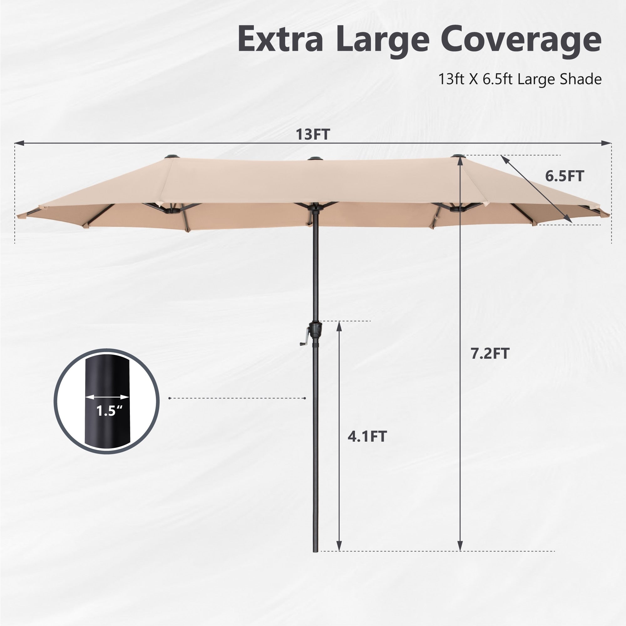 Parasol de patio double face MAISON ARTS de 13 pieds extra large avec manivelle