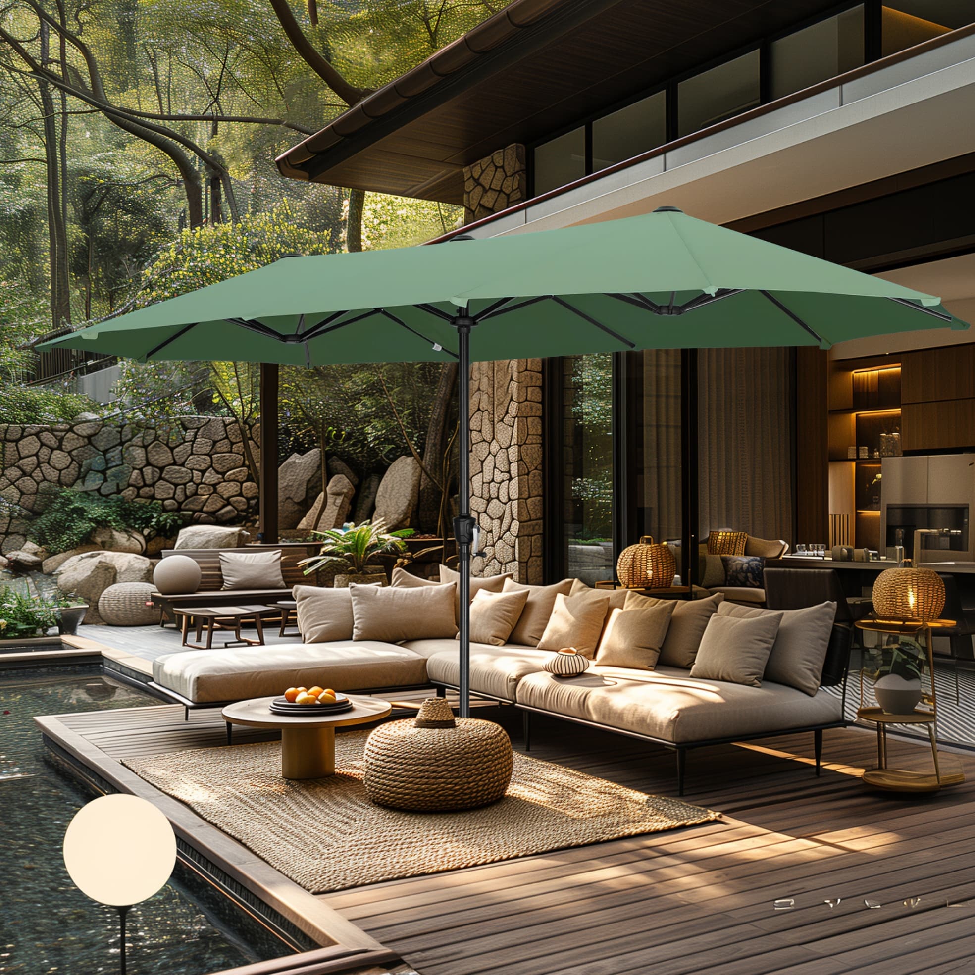 Parasol de patio double face MAISON ARTS de 13 pieds extra large avec manivelle