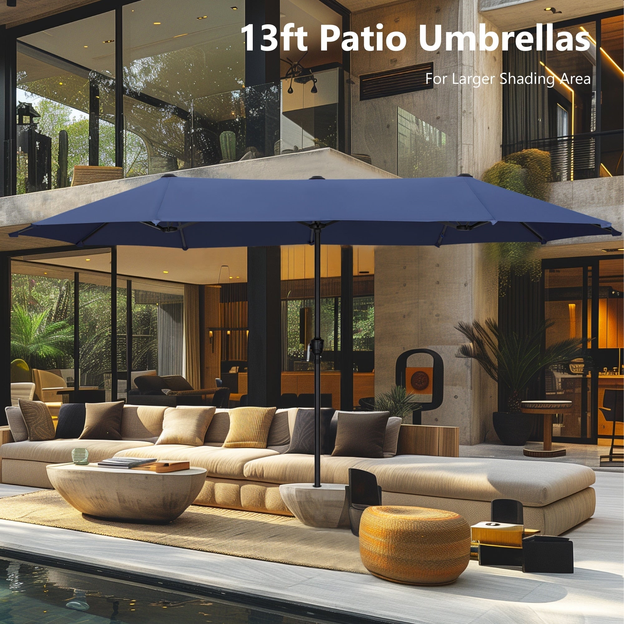 Parasol de patio double face MAISON ARTS de 13 pieds extra large avec manivelle