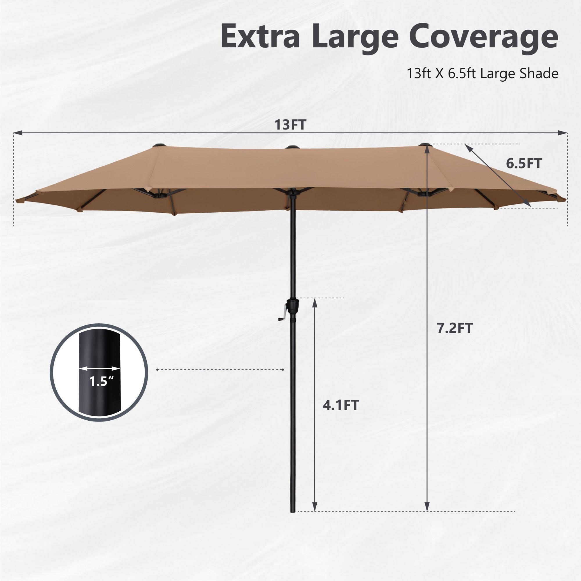Parasol de patio double face MAISON ARTS de 13 pieds extra large avec manivelle