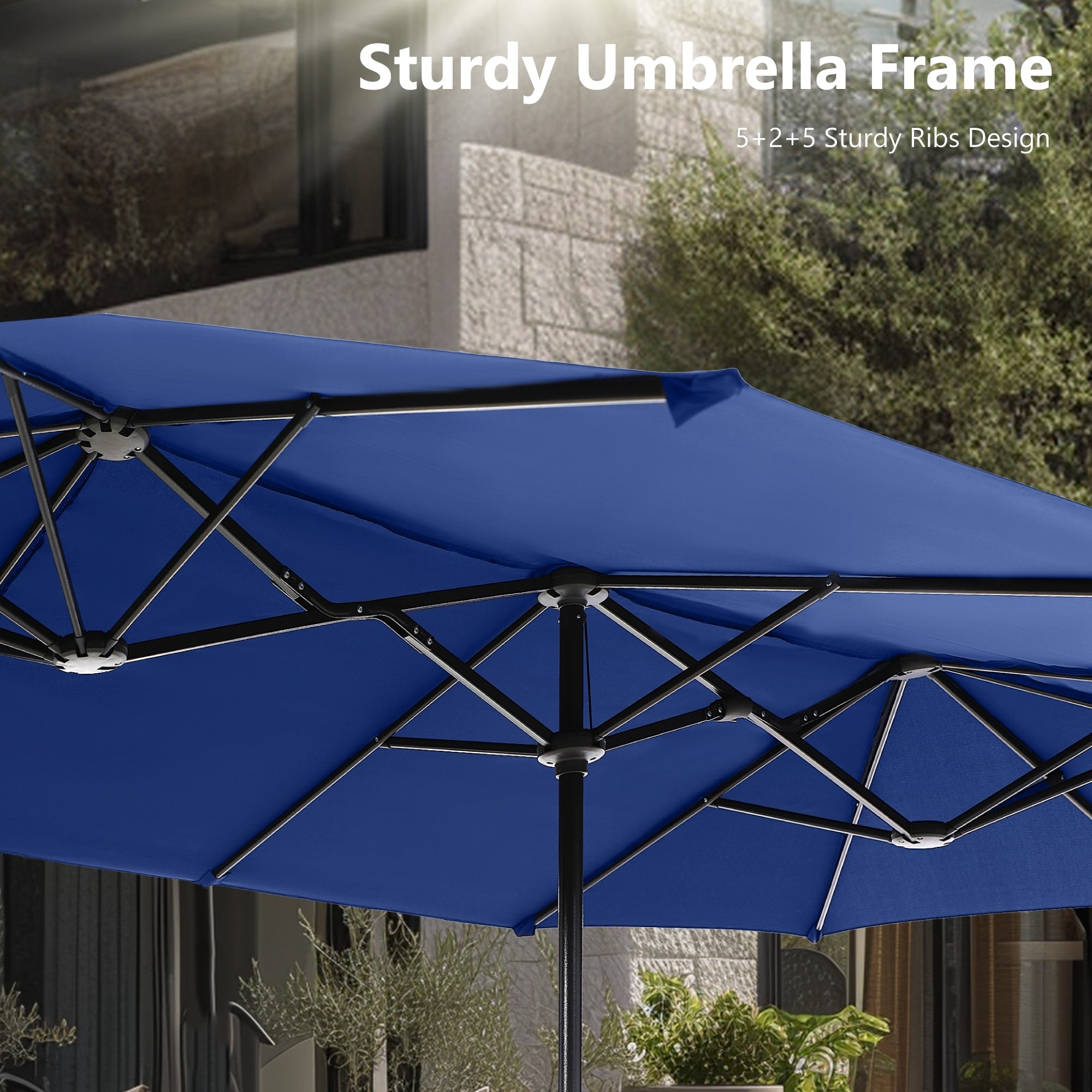 Parasol de patio double face MAISON ARTS de 13 pieds extra large avec manivelle