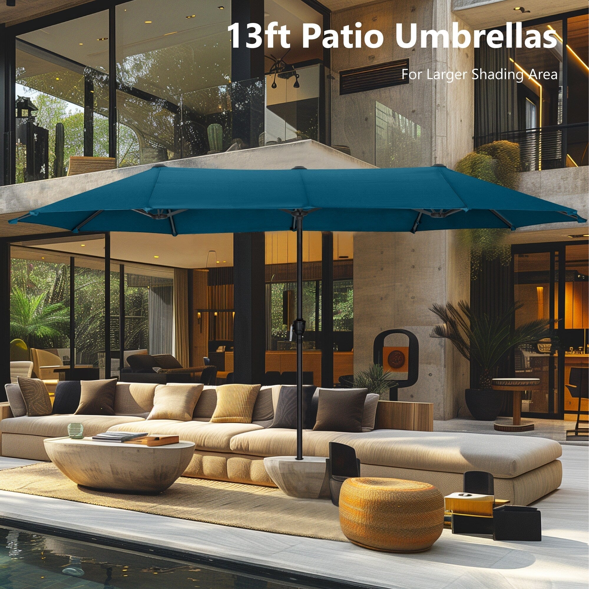 Parasol de patio double face MAISON ARTS de 13 pieds extra large avec manivelle