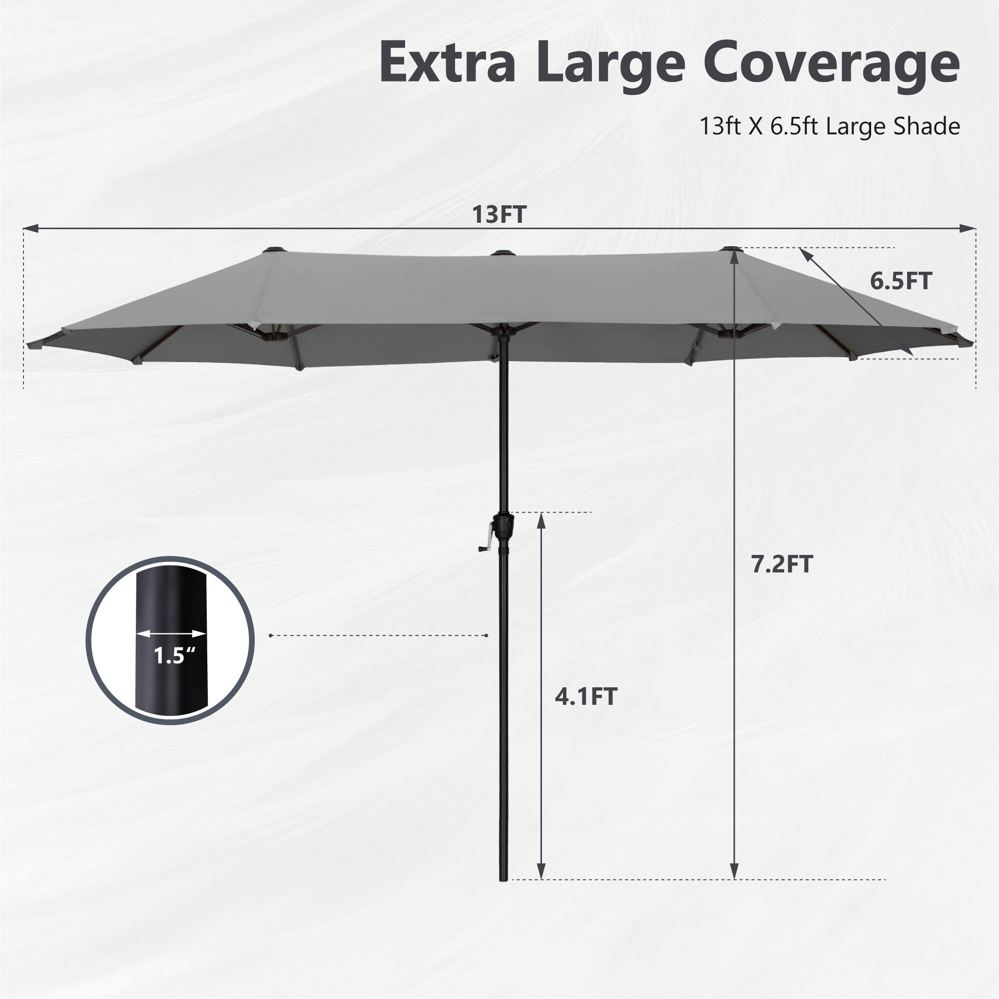 Parasol de patio double face MAISON ARTS de 13 pieds extra large avec manivelle