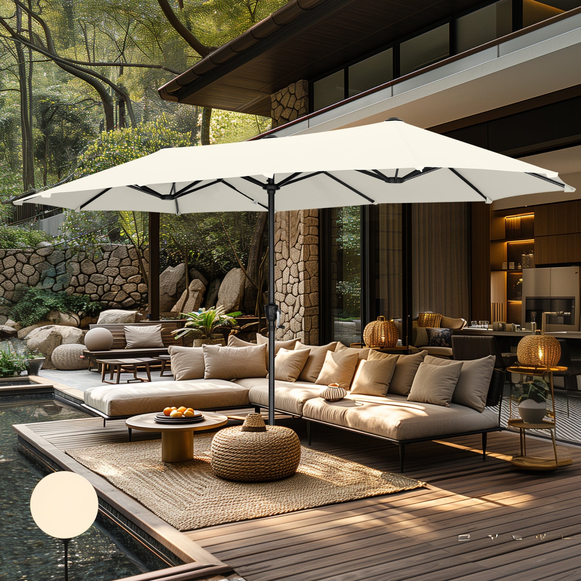 Parasol de patio double face MAISON ARTS de 13 pieds extra large avec manivelle